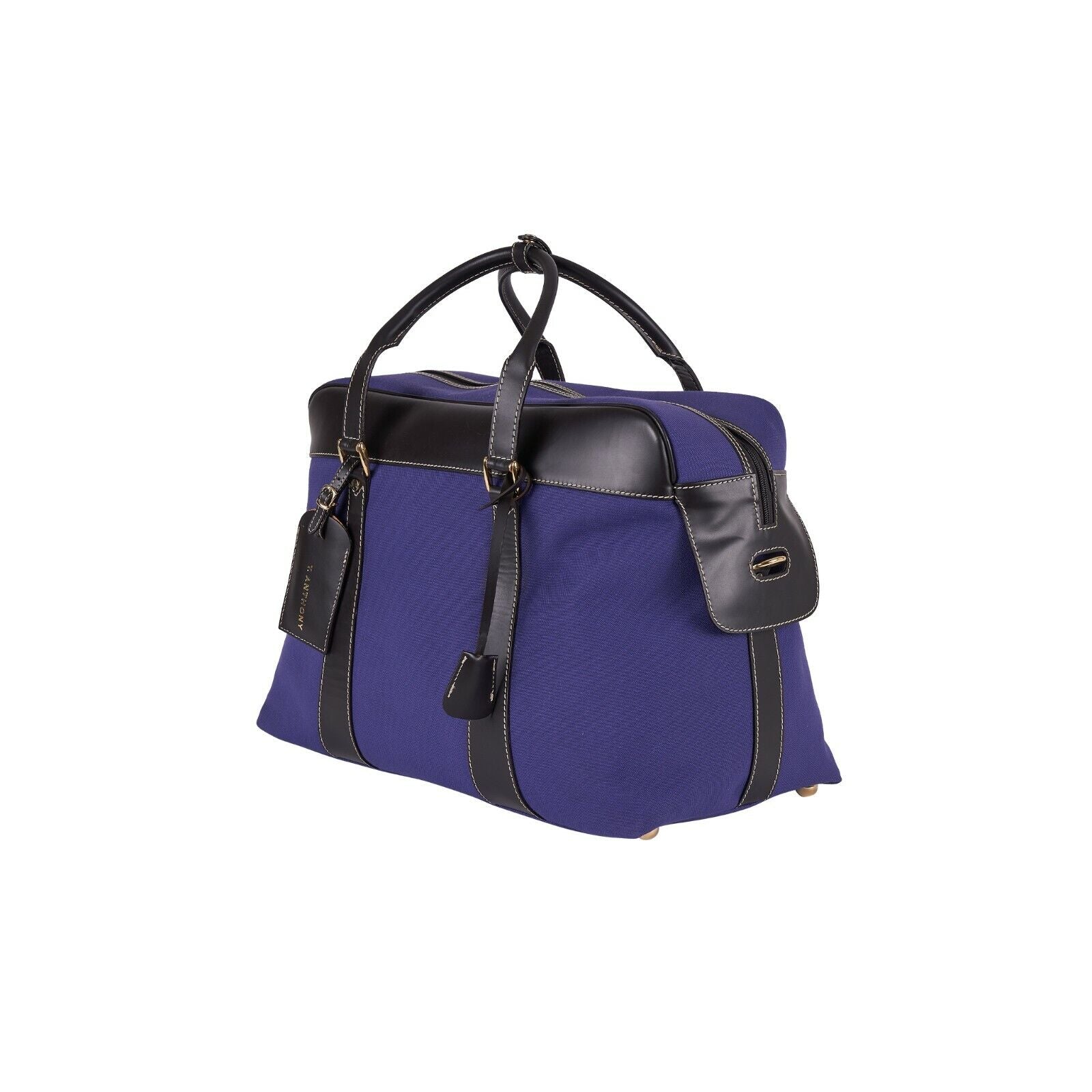 $880 LUXURY T.ANTHONY NEW YORK Violet Duffle Bag Weekender Travel Leather Canvas