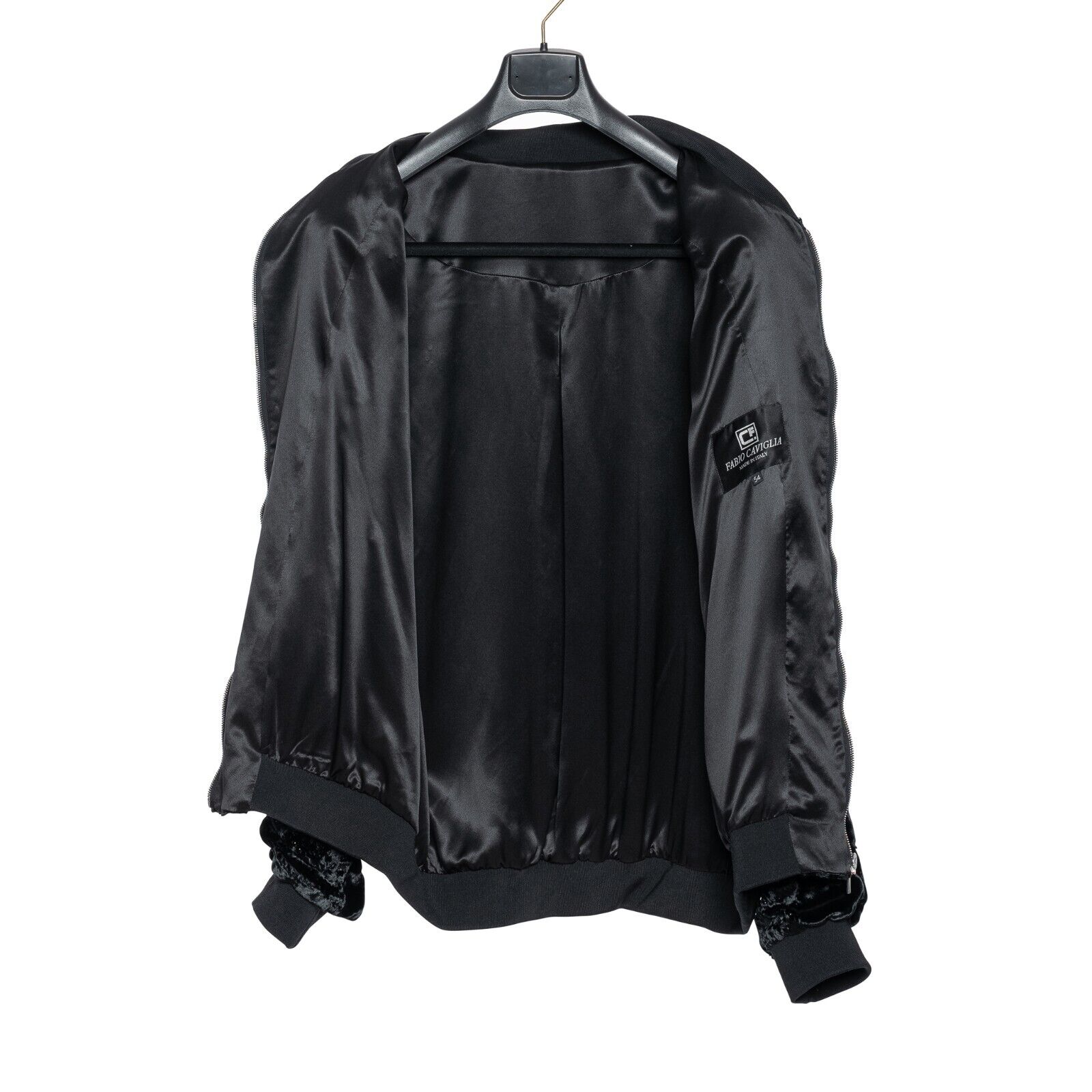 2000$ FABIO CAVIGLIA Bomber Jacket Velvet "STRASS" Lining in Silk 44 US / 54 EU