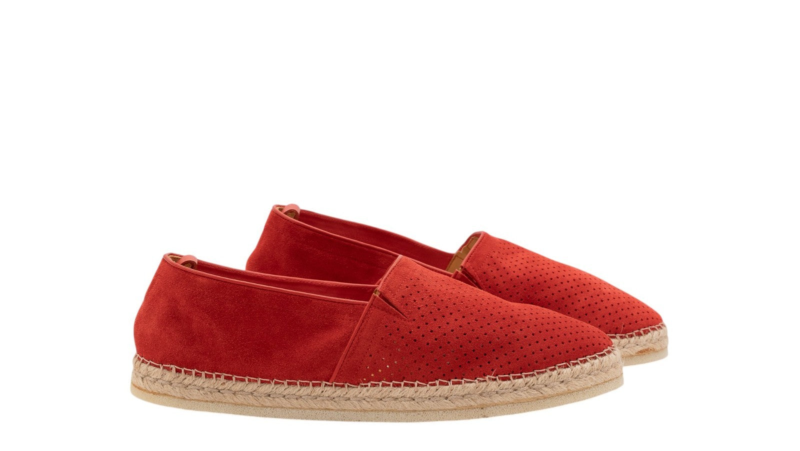750$ TESTONI Espadrillas "Capri" Shoes Perf. Suede Red Glow 8 UK / 9 US / 42 IT