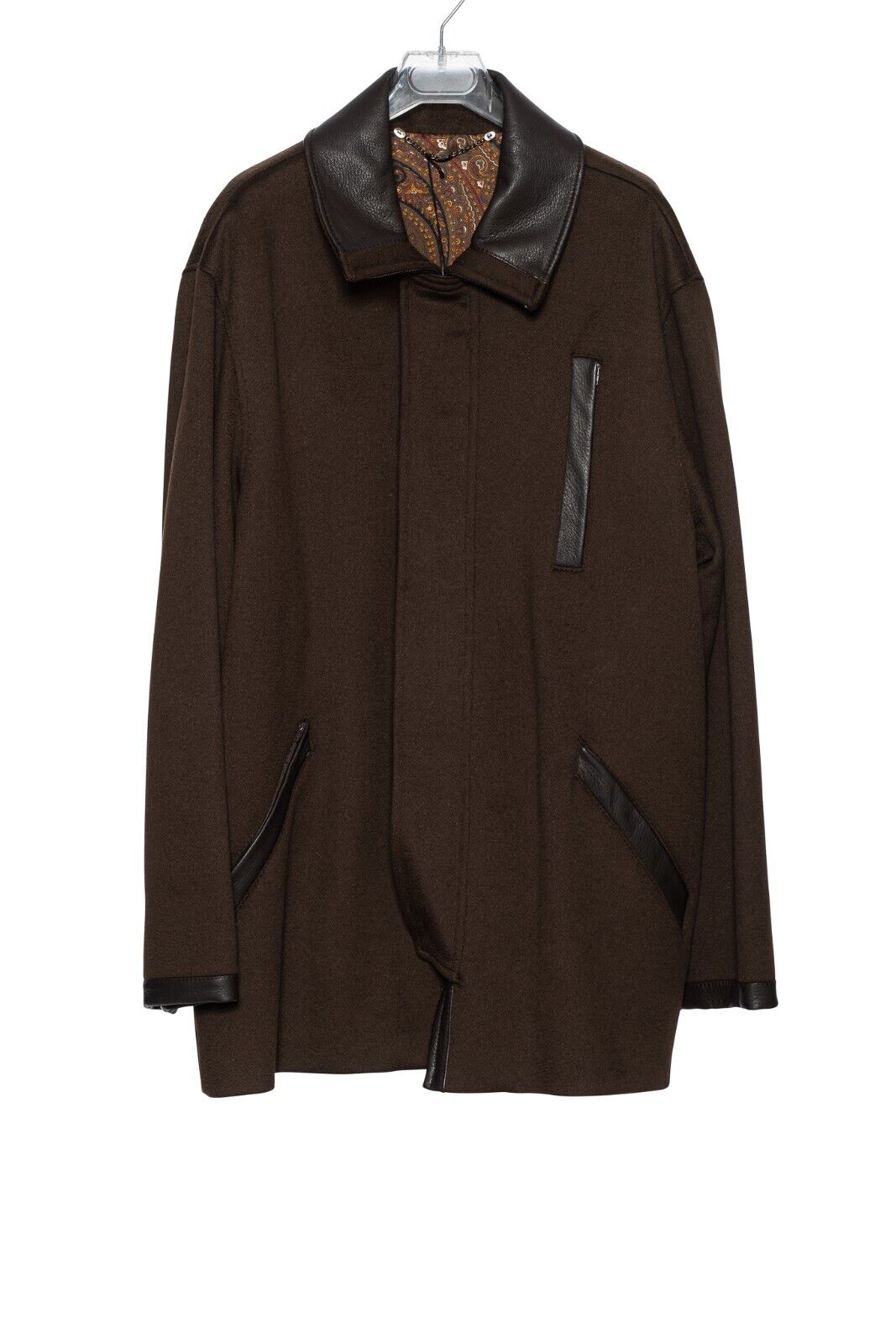 $4800 HETTABRETZ Brown Jacket Coat 100% Cashmere / Lambskin / Silk 42 US / 52 EU