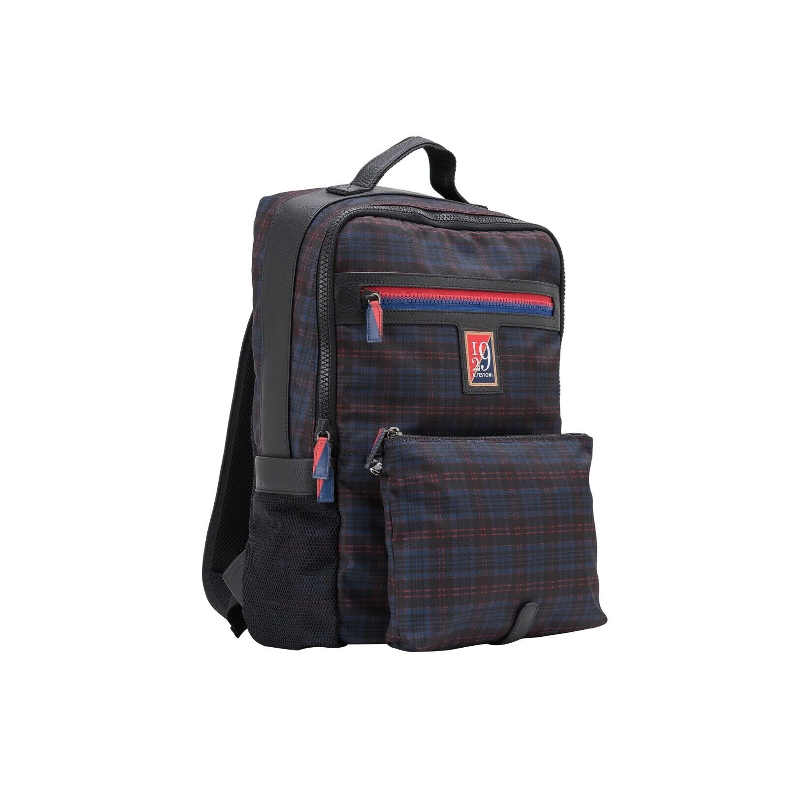 $445 Testoni I29 Bologna Backpack Calf + Techno Scottish + Detachable Pochette
