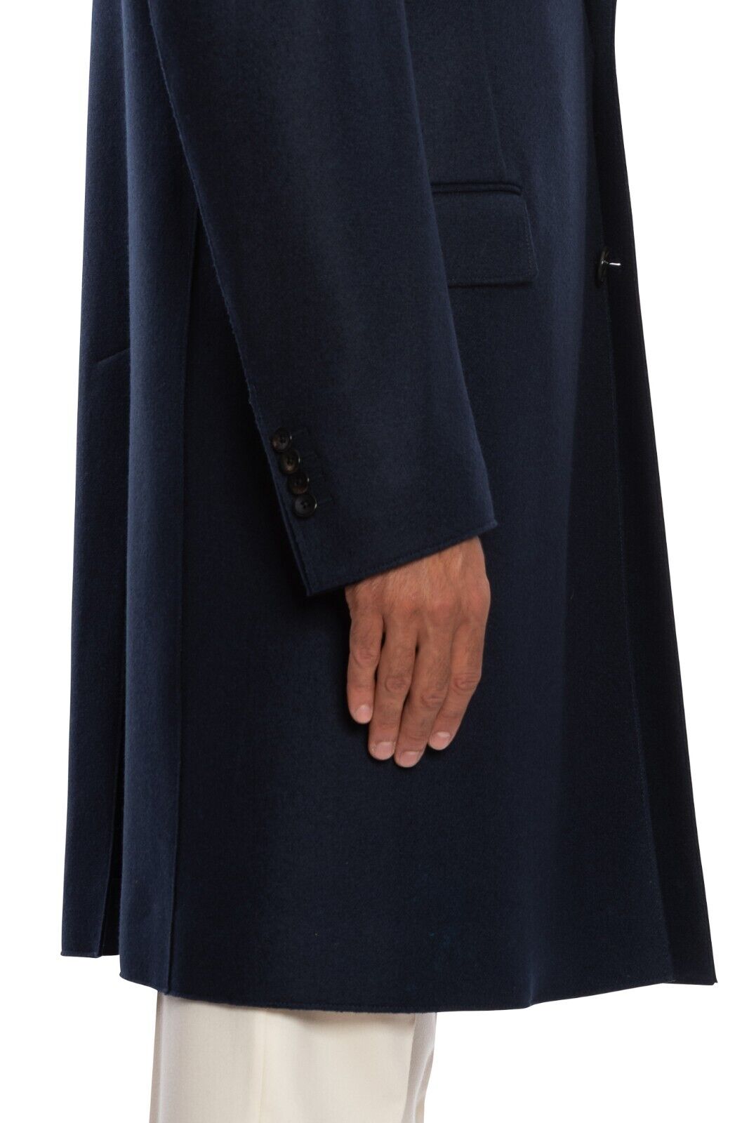 $1950 BOGLIOLI Single Braested Dark Blue Long Coat Flannel Wool 40 US / 50 EU