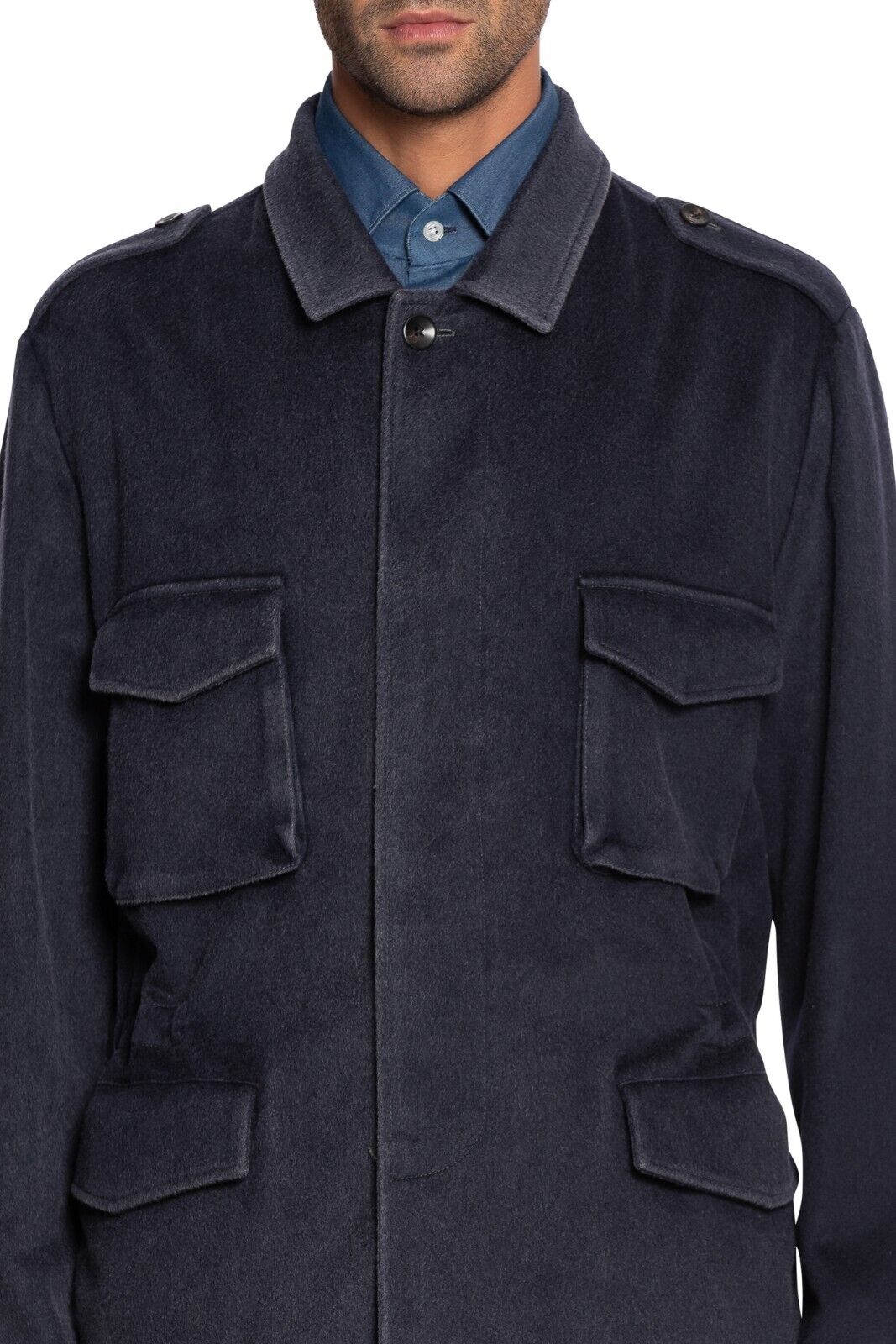 $2800 BOGLIOLI Blue Field Jacket Coat 100% Cashmere Dyed Process 46 US / 56 EU