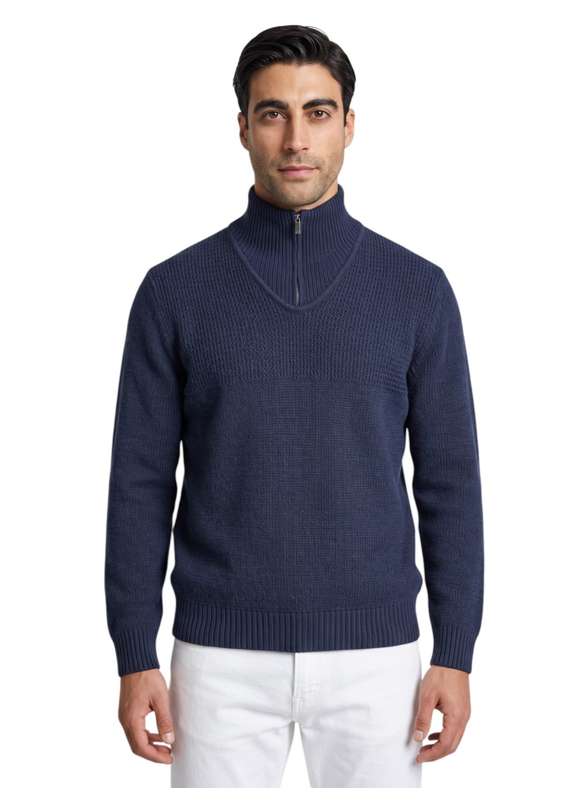 420$ DELLA CIANA Sweater Turtleneck Zip 100% Wool 40 US / 50 EU