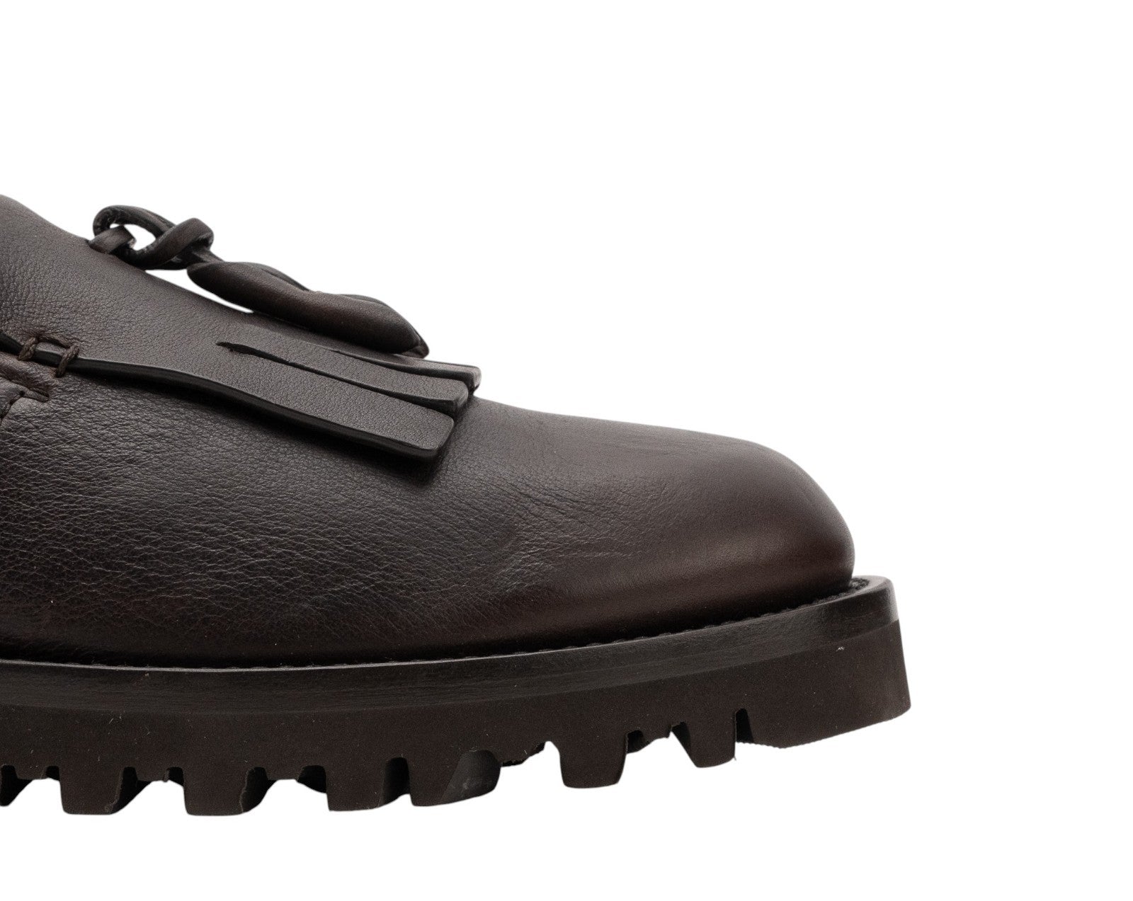 1400$ GIORGIO ARMANI Loafers Shoes Fringe Brown Leather 8.5 UK 7.5 US 40.5 IT