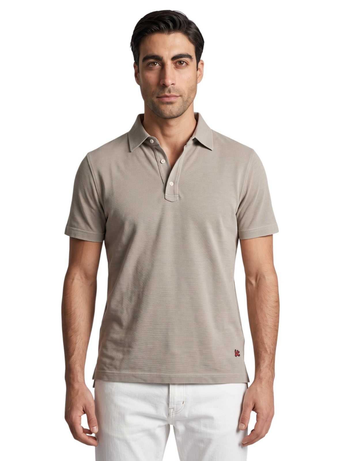 575$ ISAIA NAPOLI Jersey Cotton Short Sleeve Hand-Sewn Polo Beige Size XXL