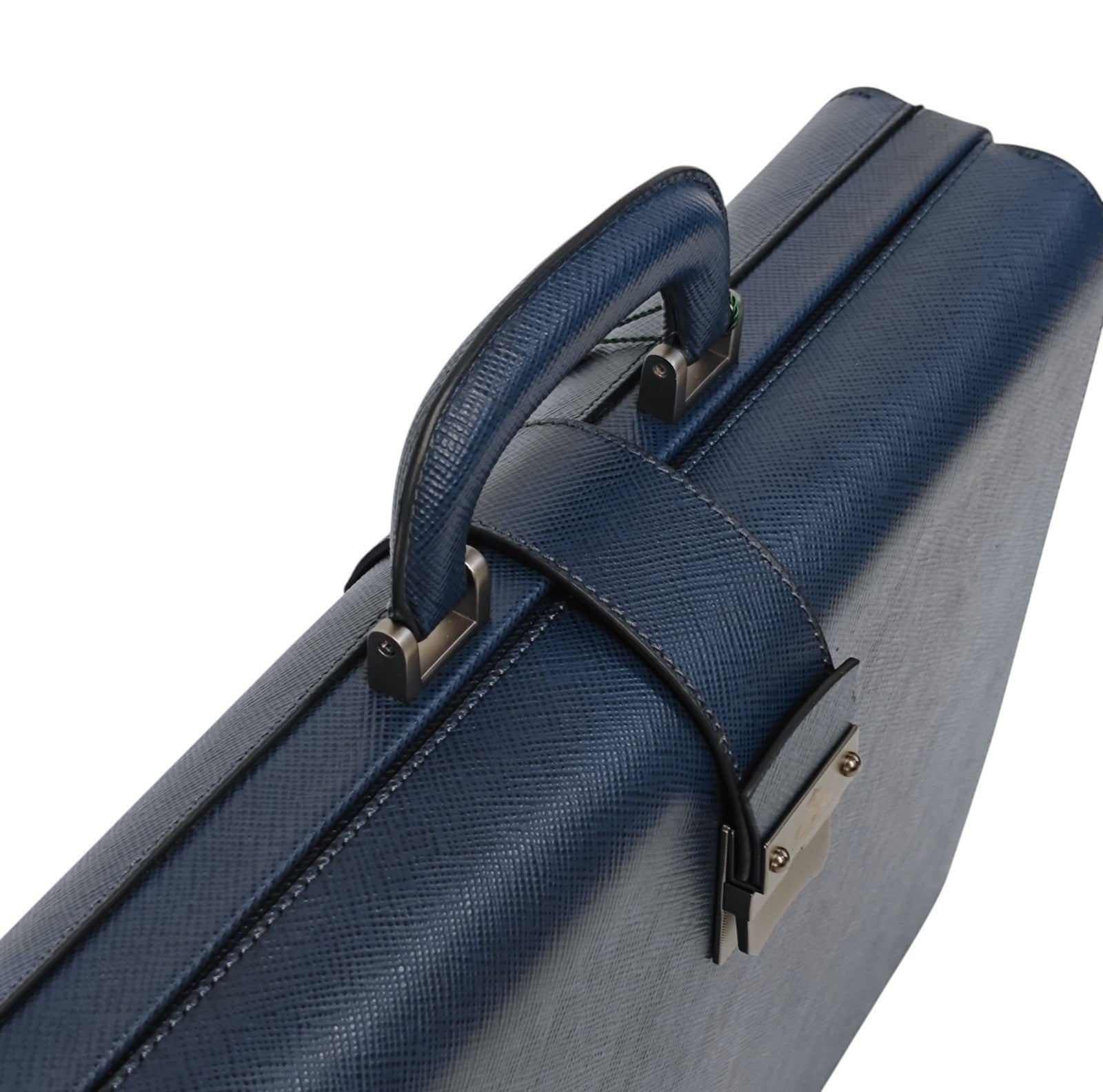 1530$ PINEIDER FIRENZE 1774 Diplomatic Briefcase Work Bag Blue Saffiano Calf