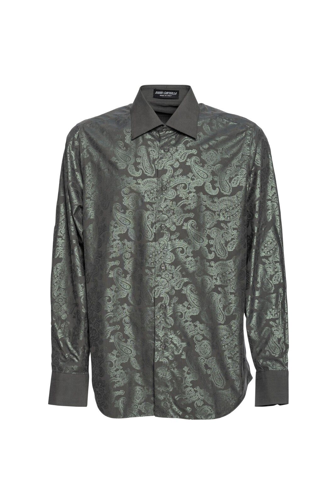 1200$ ITALIAN LUXURY FABIO CAVIGLIA Shirt Metallic "PAISLEY" 100% Cotton Size L
