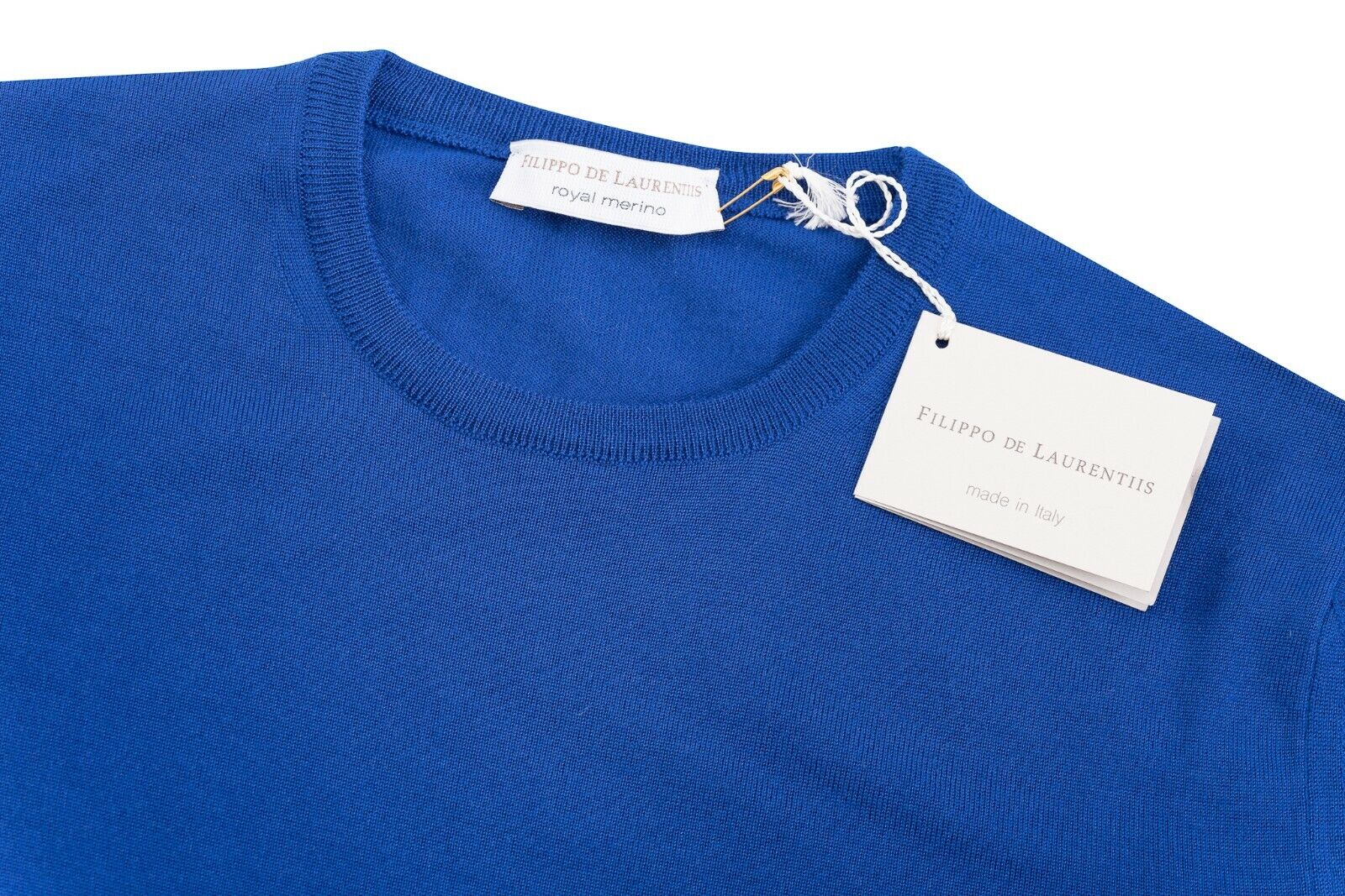 FILIPPO DE LAURENTIIS Sweater Blue Merino's Wool Superfine 120's 36 US / 46 EU