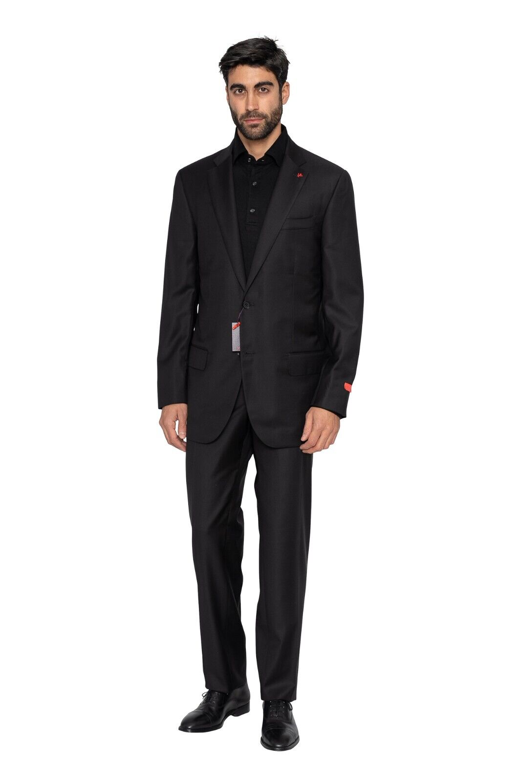 $6500 ISAIA NAPOLI "Aquaspider" Black Hand-Sewn Suit Fine Wool 8R ( Regular)