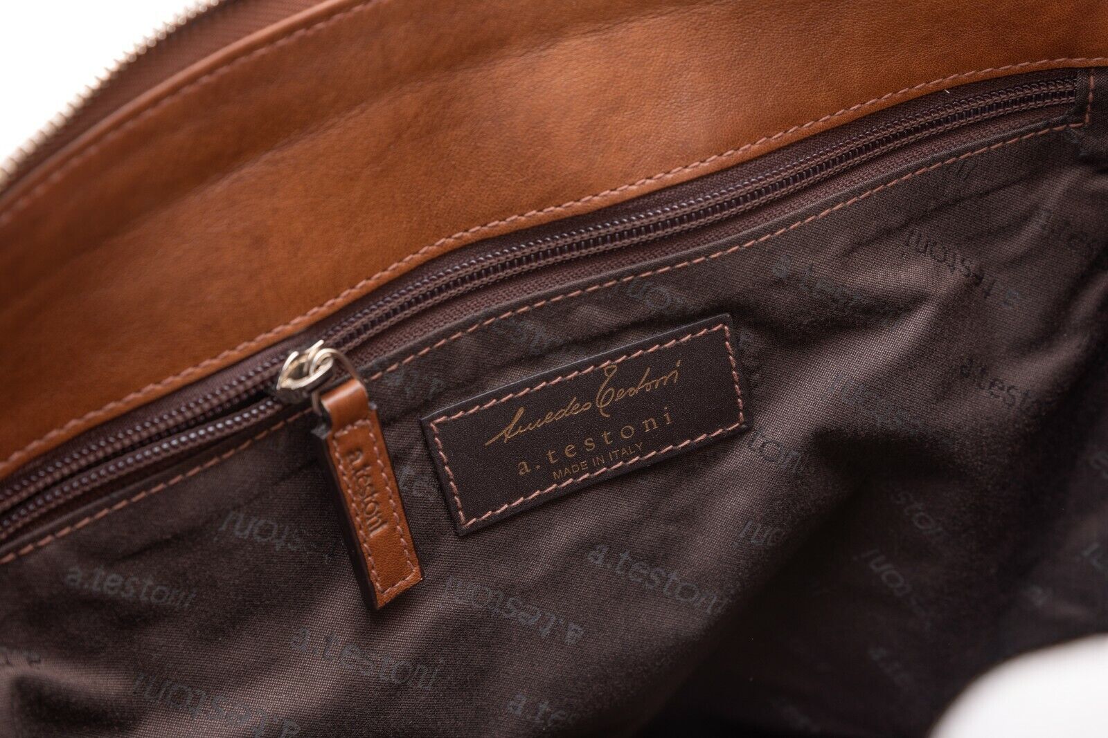 $1590 Testoni Bologna Briefcase PC Case Handbag Coffee TAMPONATO Calf