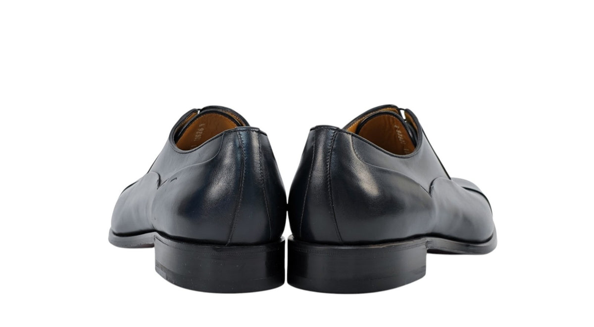 1250$ TESTONI Oxford Shoes Blue Bolognese Goodyear Lux Calf 8 UK / 9 US / 42 IT