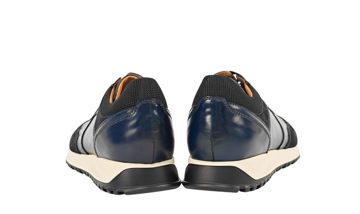 800$ TESTONI Blue Sneaker Plain Calf + Suede + Fabric 8 UK / 9 US / 42 IT