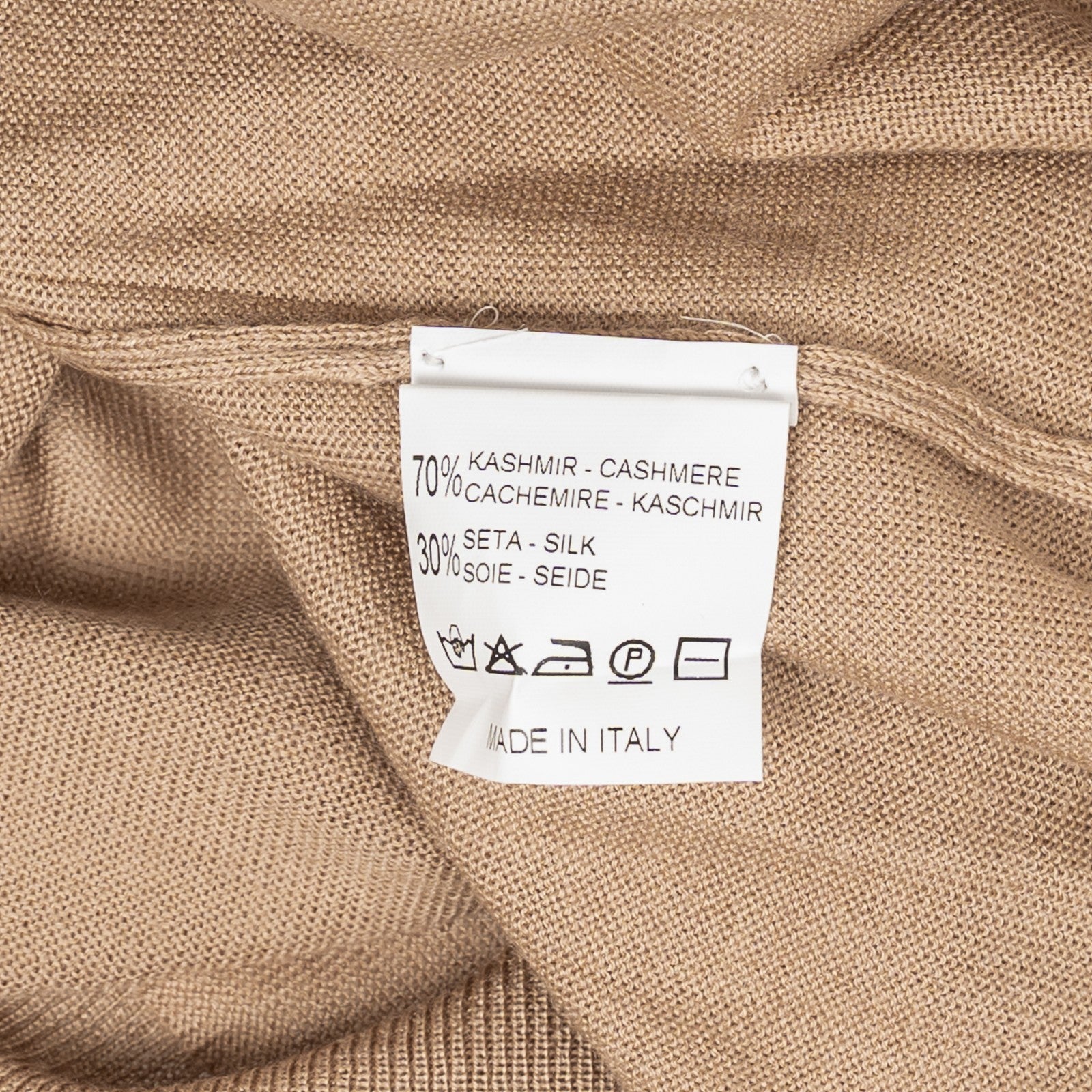 820$ RUBINACCI NAPOLI Beige Polo Sweater Ultra Soft Cashmere / Silk 40 US 50 EU