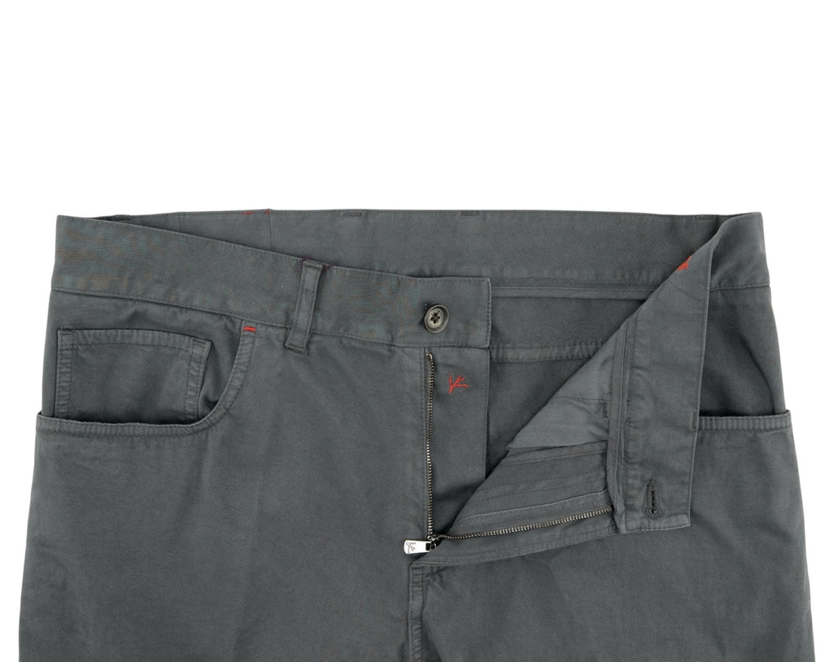 925$ ISAIA NAPOLI "SpaccaNapoli" Gray Pant Chin Cotton Cashmere Reg 32 US 48 EU