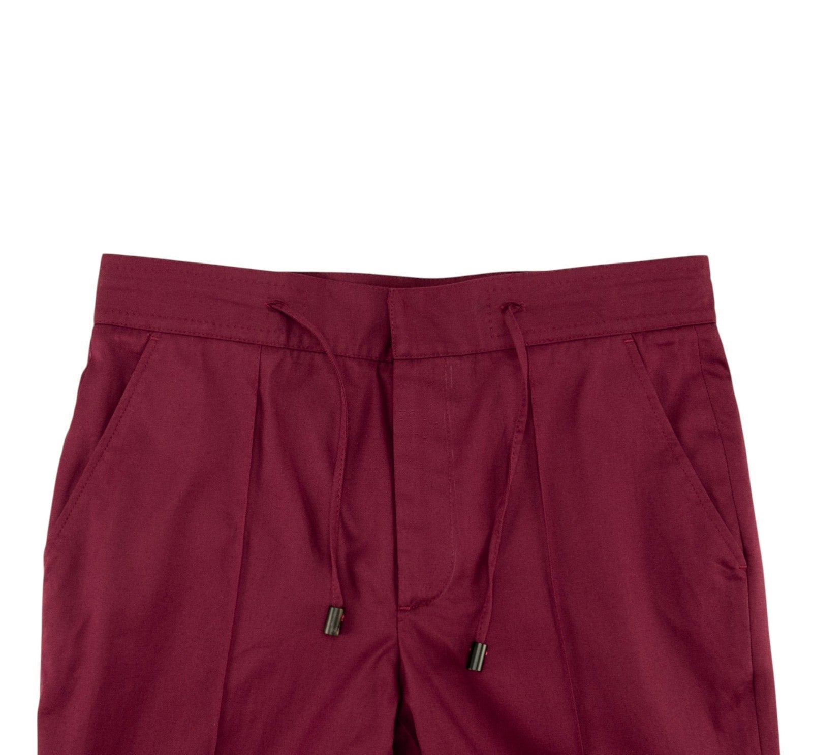 1650$ ISAIA Wine Tapered Dress Drawstring Pant Fine Cotton 32 US / 48 EU R