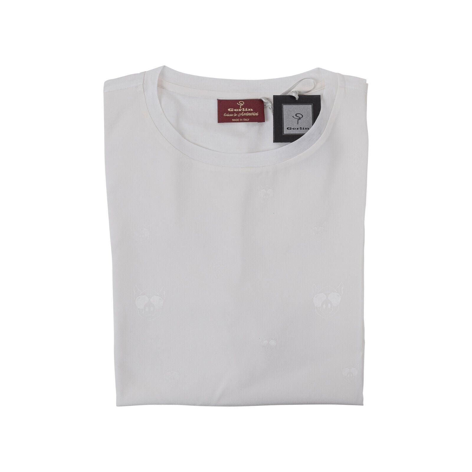 LUXURY 1200$ GERLIN T-Shirt "PIG" 100% Silk & Cotton Lisle BIJAN