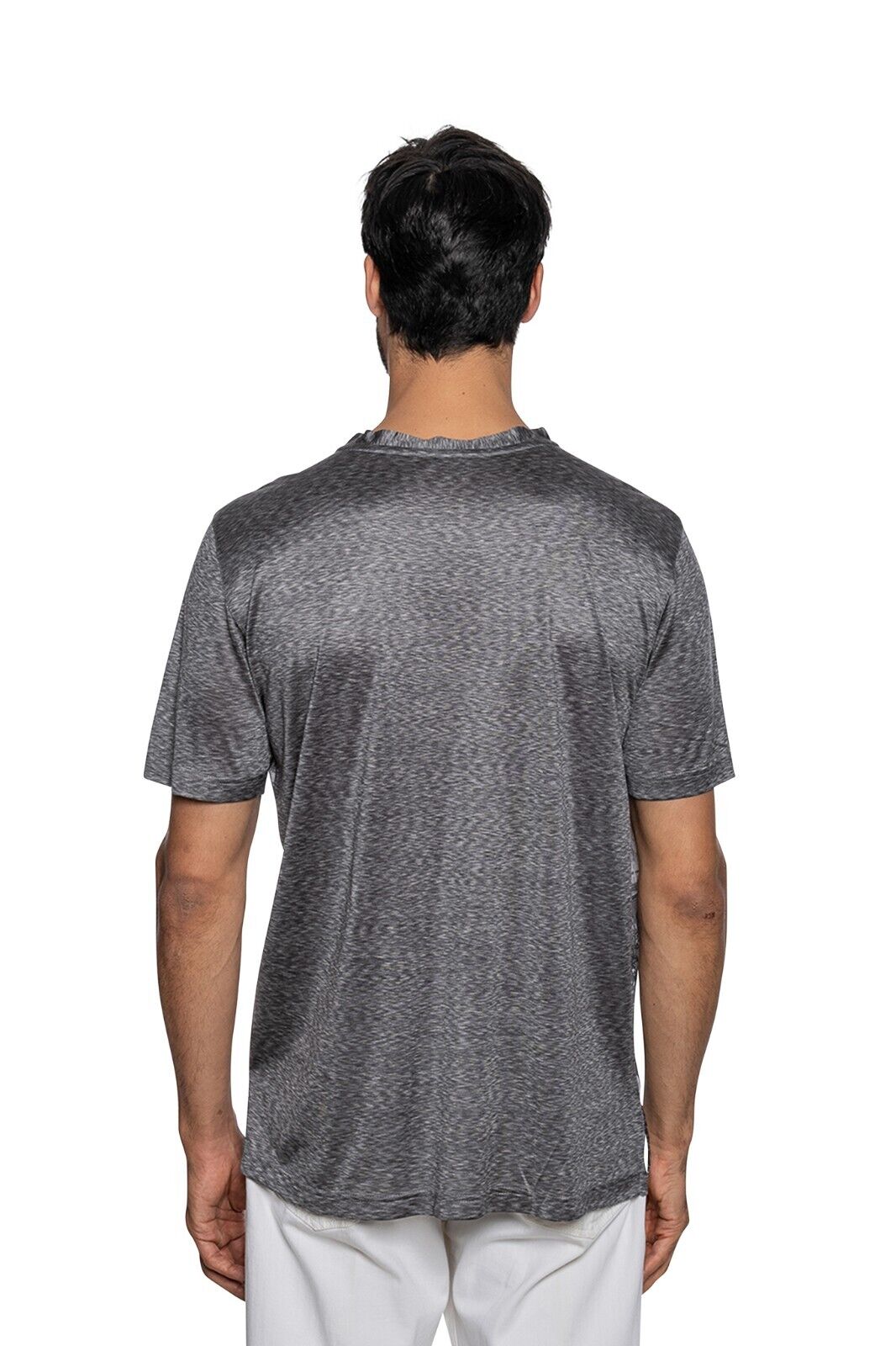 750$ ITALO FERRETTI T-Shirt Gray "MOROCCO" 100% Silk COMO STRETCH Size L BIJAN