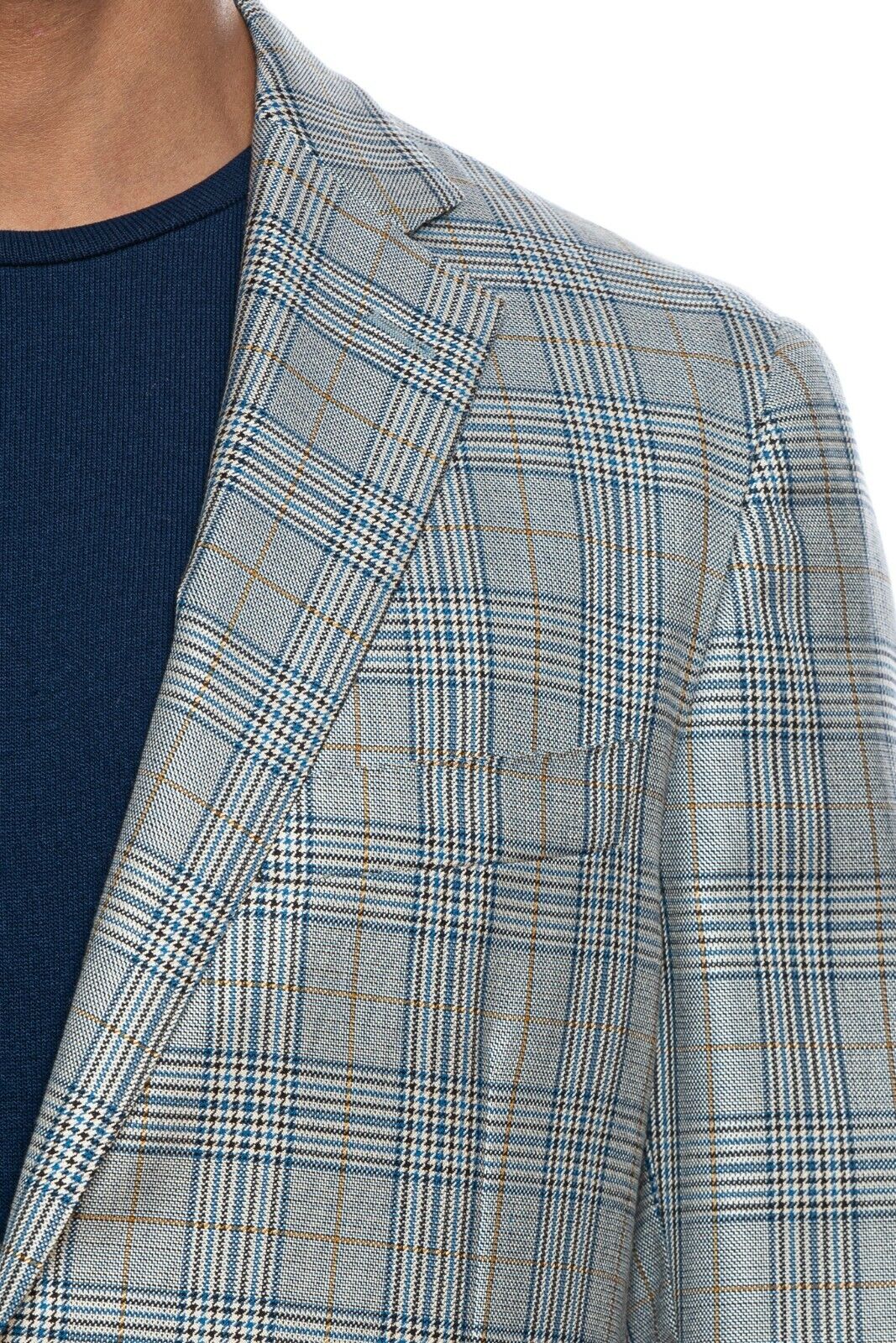 2450$ BELVEST Blue Glen Plaid Wool Silk Sartorial Jacket Blazer 40 US / 50 EU 7R
