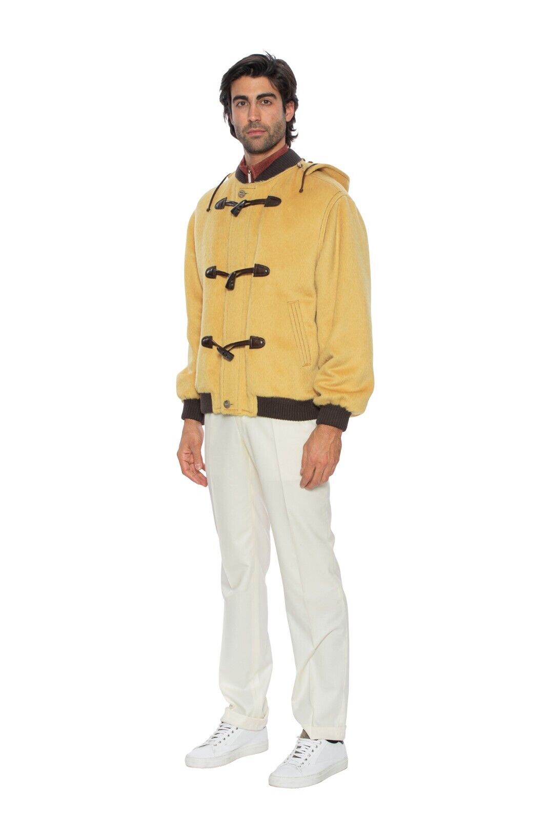 $4500 HETTABRETZ Bomber Jacket with Toggles Alpaca Hair Lambskin 42 US / 52 EU