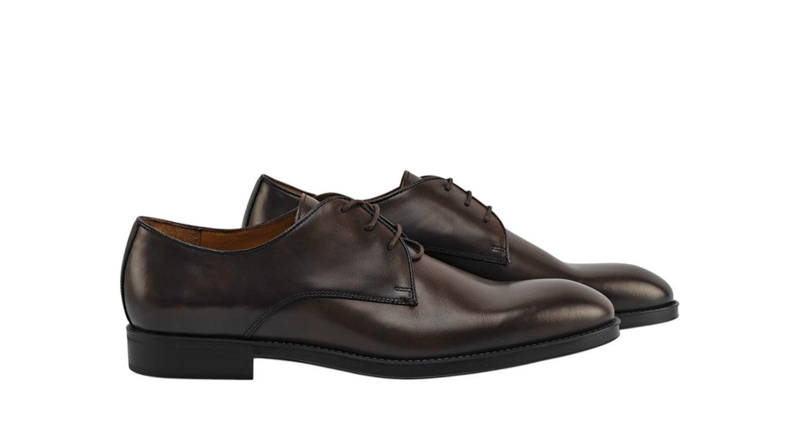 $1250 TESTONI BOLOGNA Derby Shoes Burnished Calf Cigar Brown