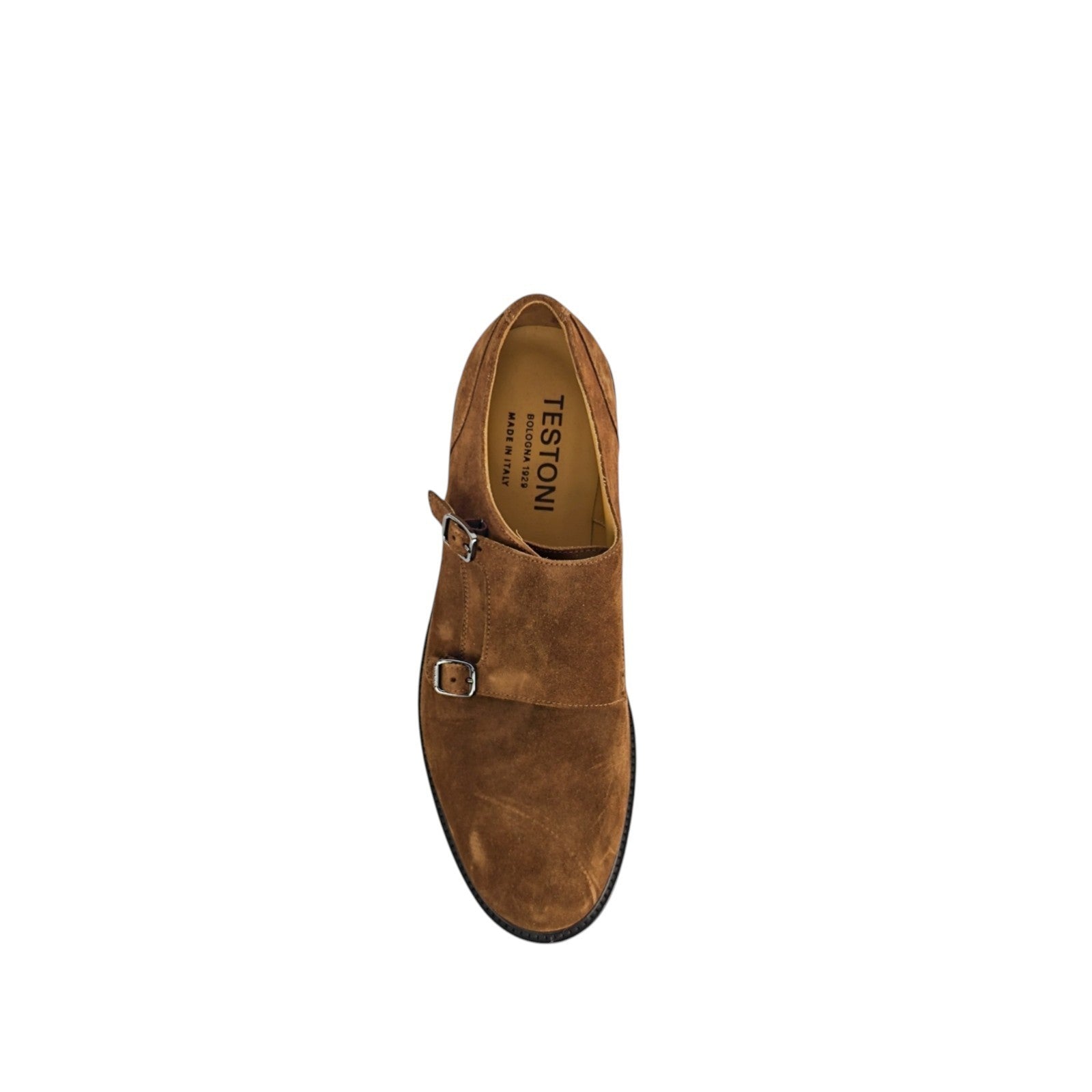 1250$ TESTONI "Vietri" Brown Double Monk Shoes Eco Suede 8 UK / 9 US / 42 IT