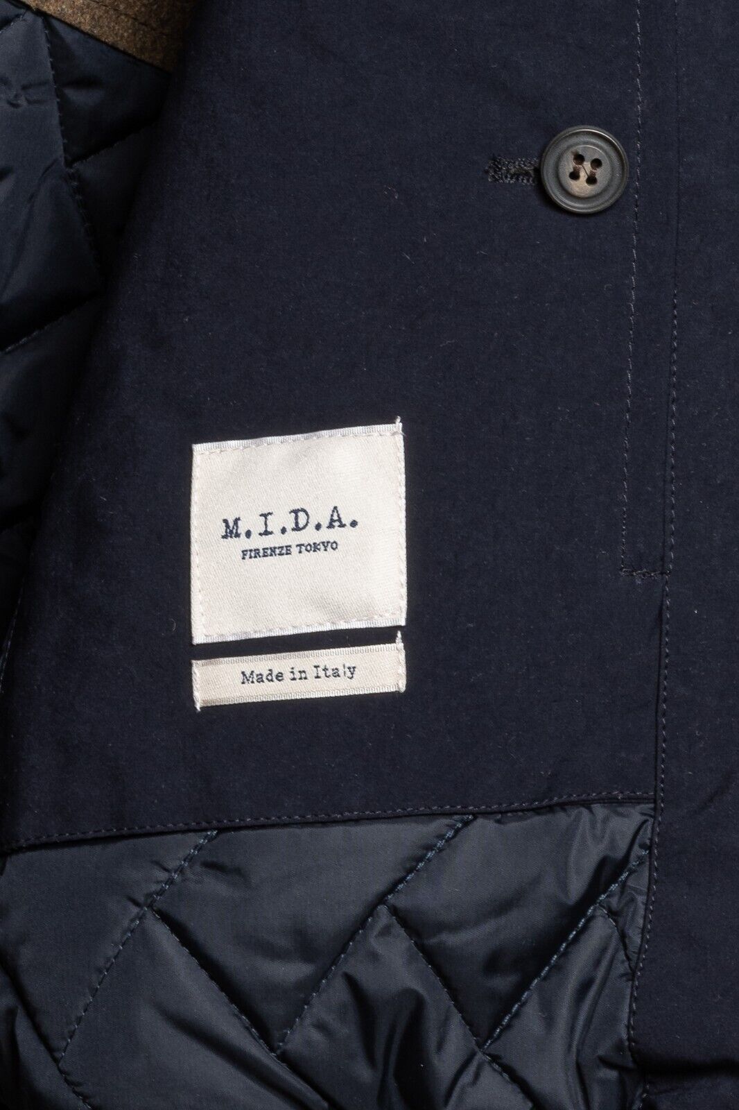 550$ M.I.D.A TOKYO-FIRENZE Bomber Jacket Blue Filled in Cashmere 42 US / 52 EU