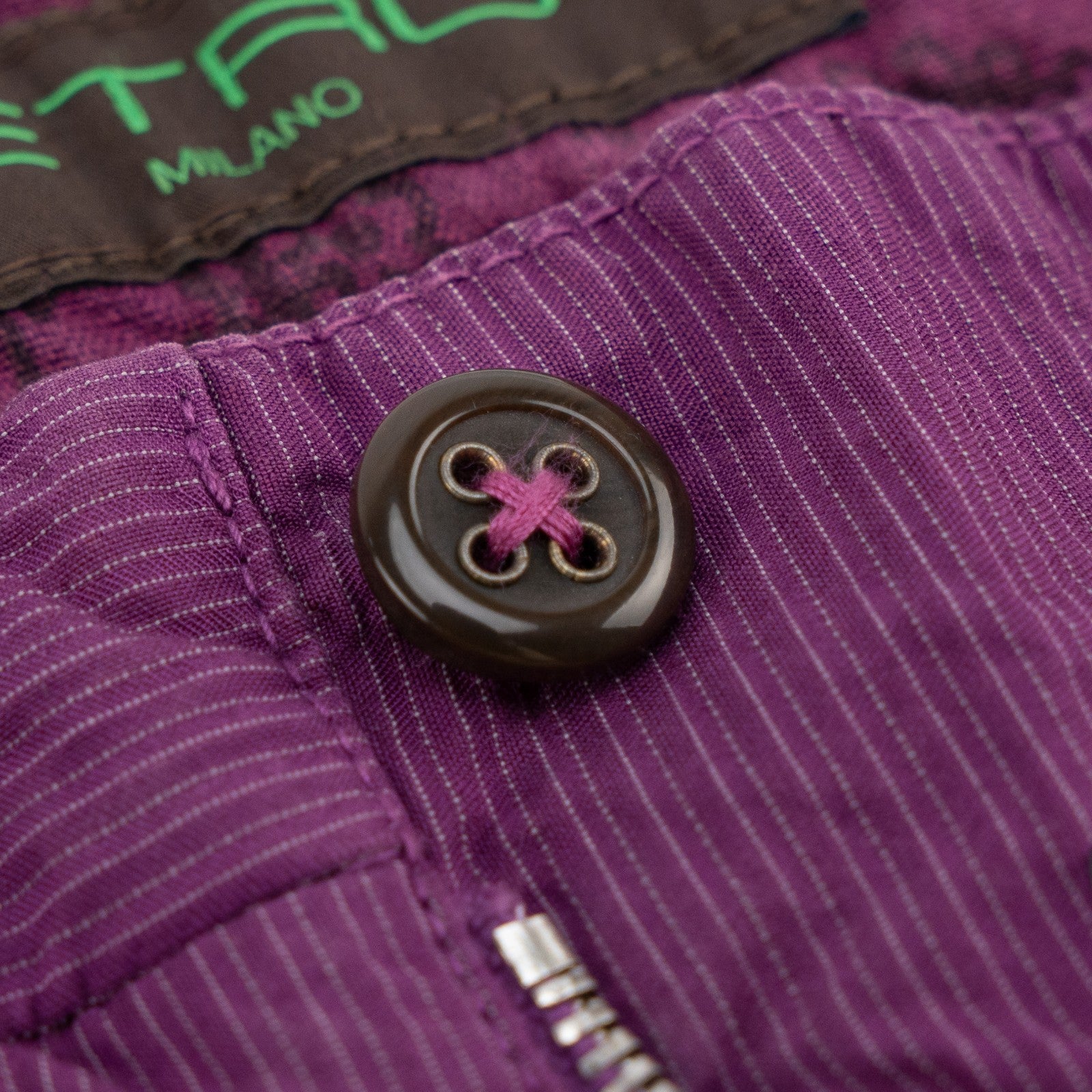 750$ ETRO MILANO Purple Pinstripe Fine Cotton Pant Straight Leg 34 US / 50 EU