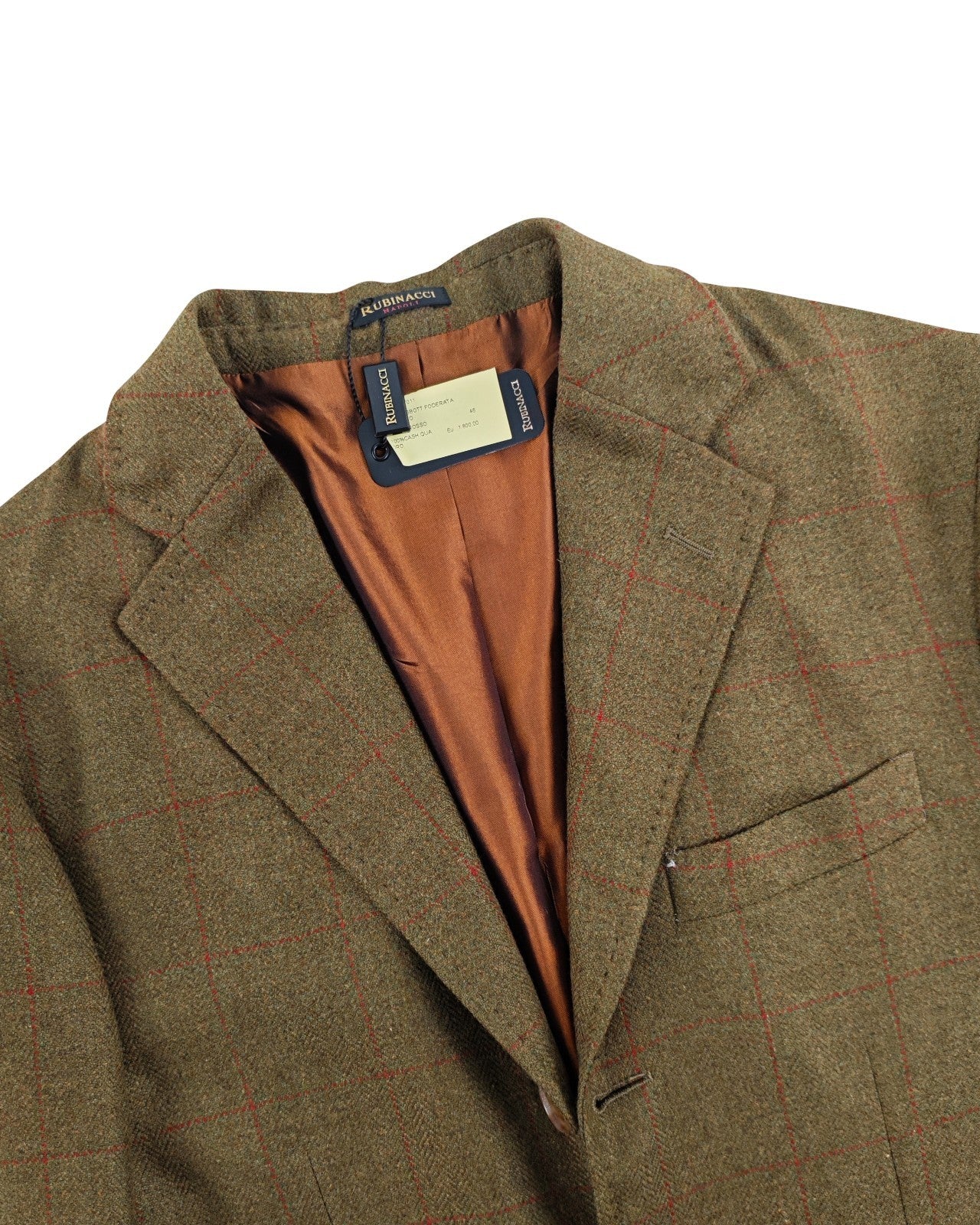 $2200 RUBINACCI NAPOLI Green Checks Jacket Sport Coat 100% Cashmere 36 US 46 EU