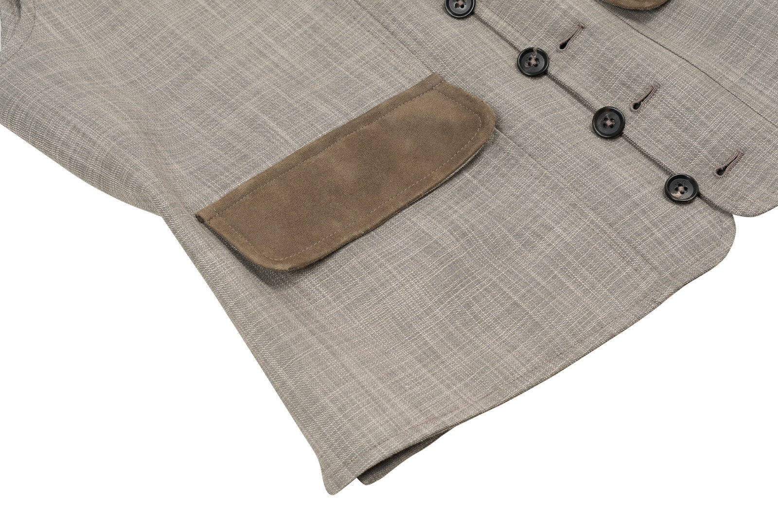 1600$ ISAIA NAPOLI Light Gray Vest Jacket Techno Wool & Suede 36 US / 46 EU