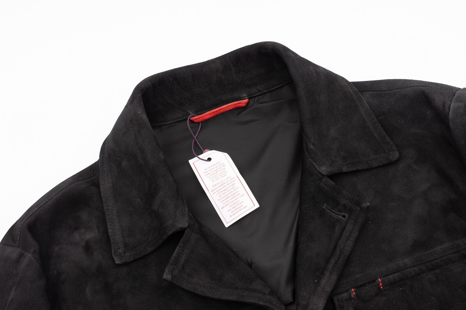 6800$ ISAIA NAPOLI Black Belted Field Jacket Coat 100% Lambskin 38 US / 48 EU