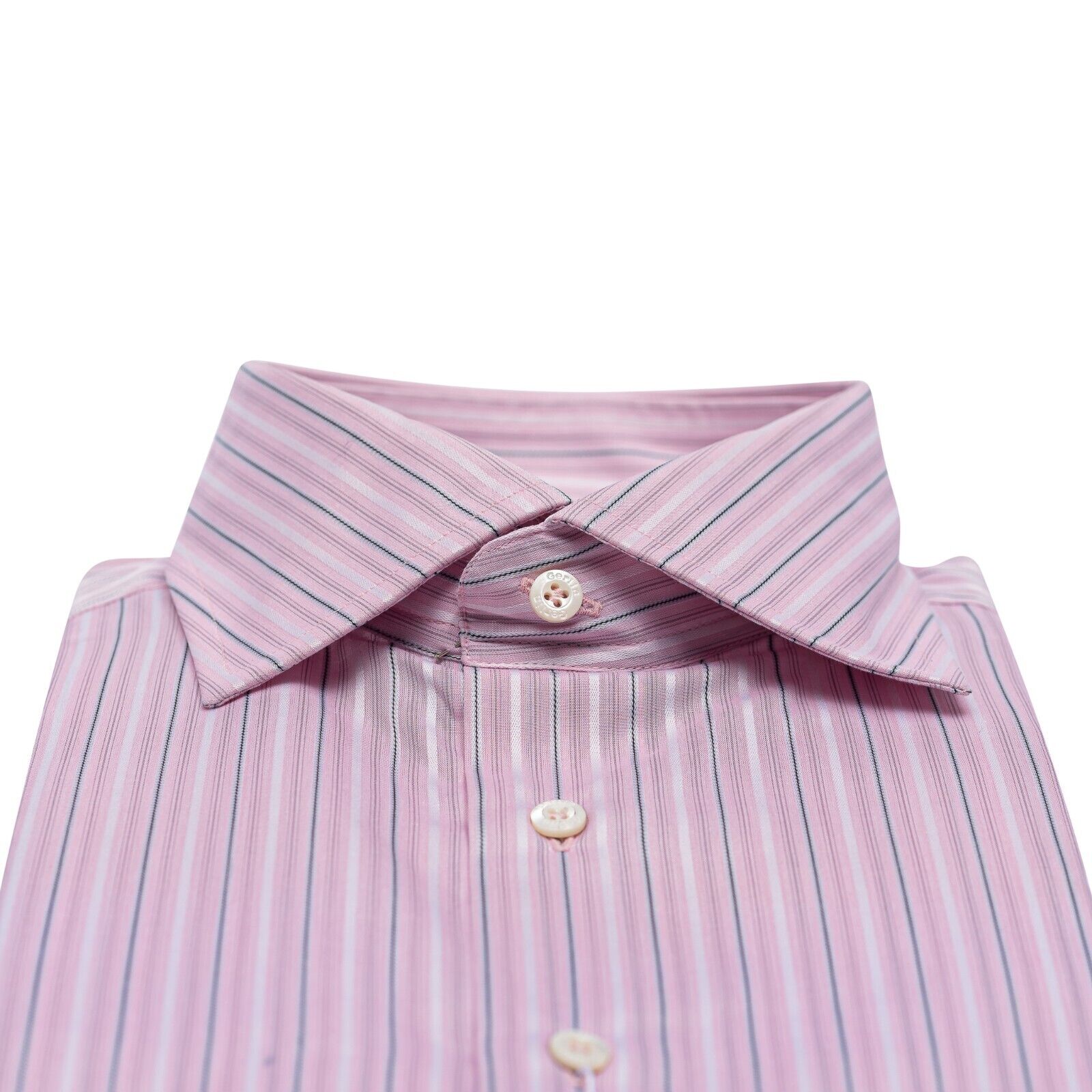 690$ ITALIAN LUXURY GERLIN Shirt Striped Pink Cotton 16 - 41 - 1Z BIJAN