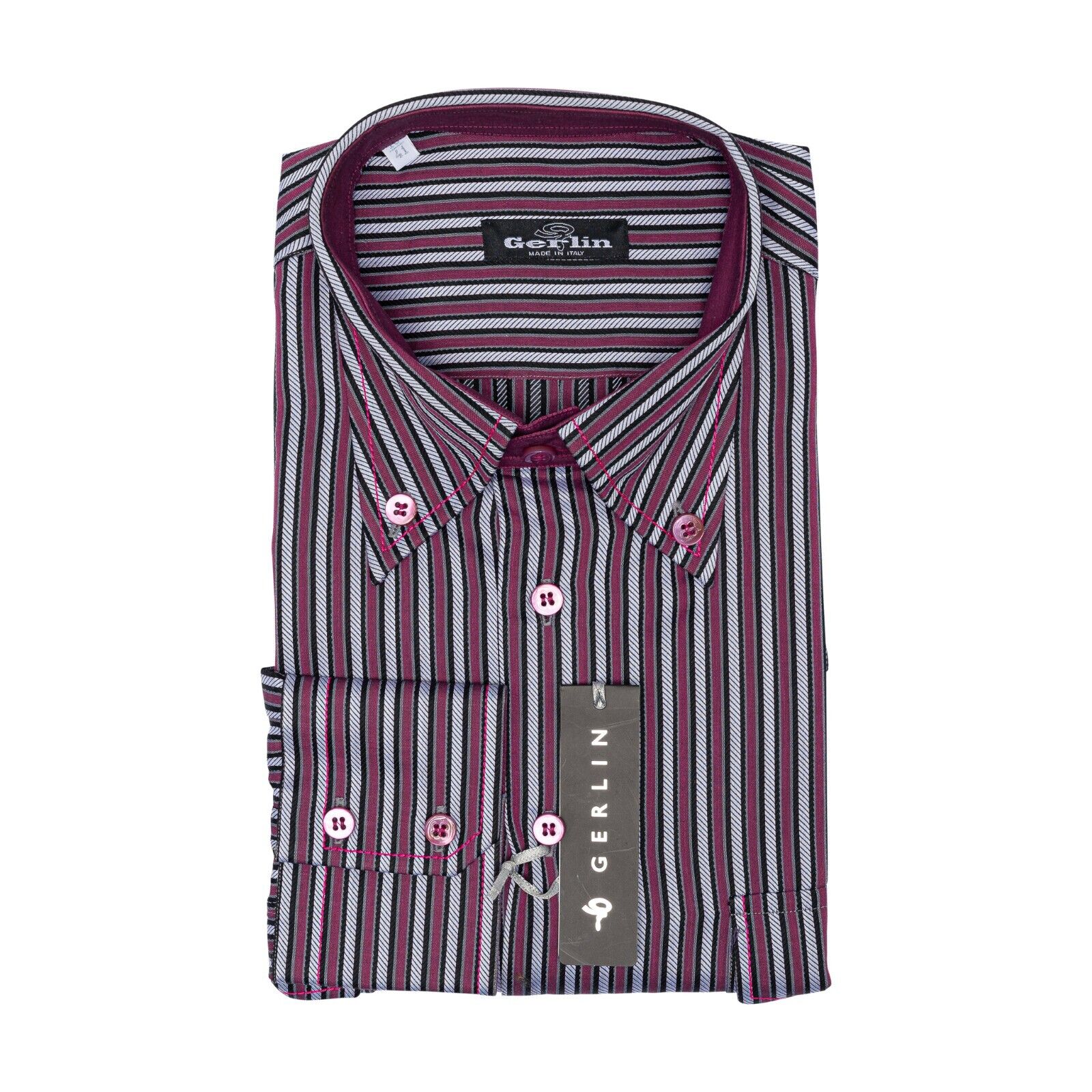 690$ LUXURY GERLIN Shirt Point Collar Striped Cotton 16 - 41 - 7I BIJAN