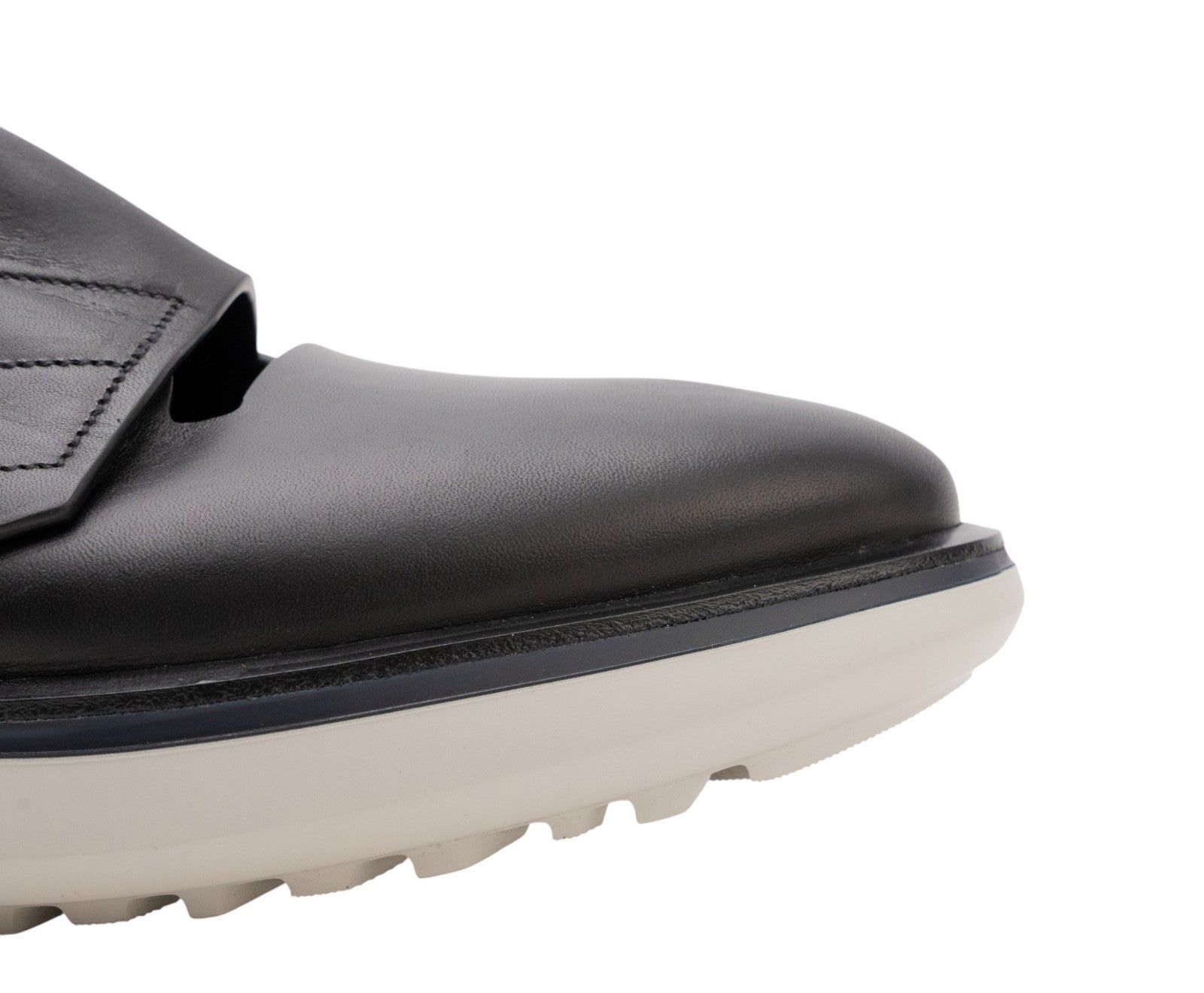 1250$ GIORGIO ARMANI Sandal Sneakers Shoes With Cut-Outs Black Leather