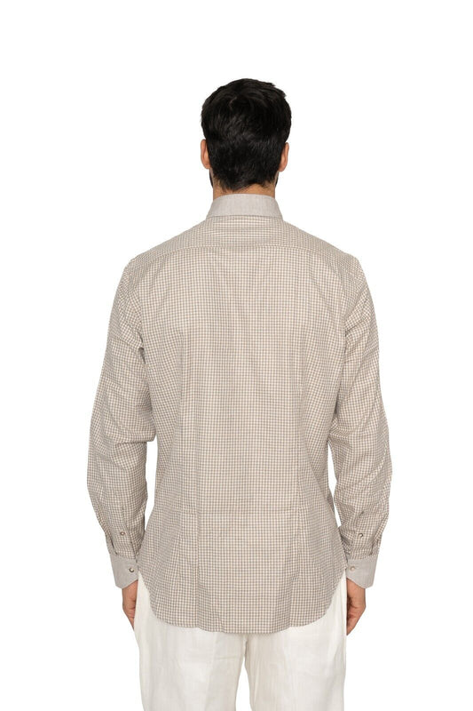 1400$ LUXURY MAROL BOLOGNA Checks Shirt Beige LORO PIANA Cotton 16 - 41