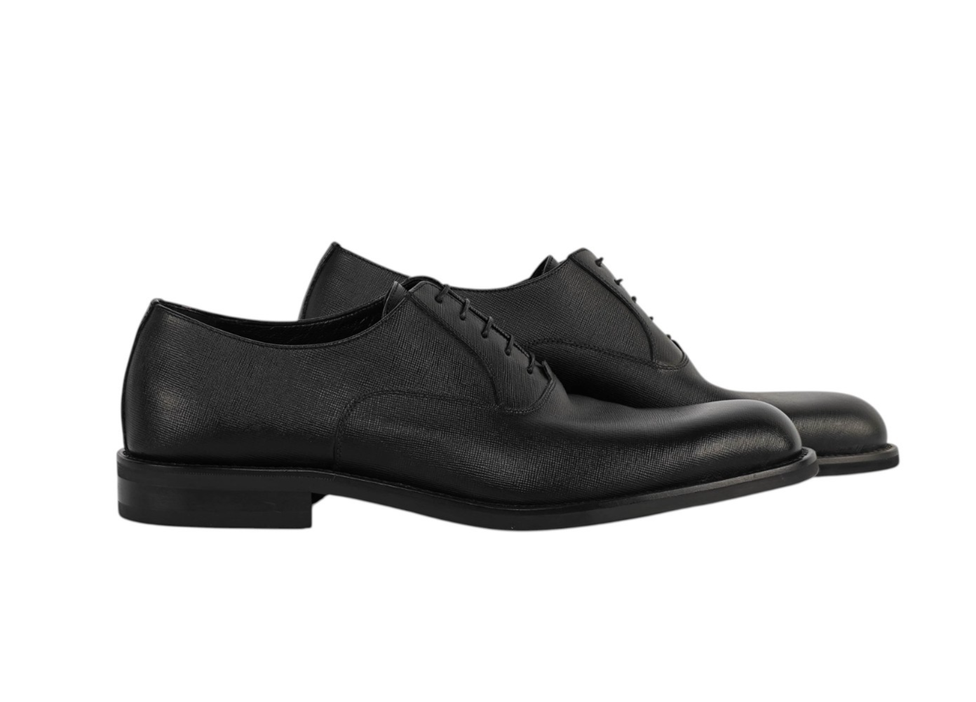 1100$ TESTONI Bologna 1929 Oxford Shoes Saffiano Calf Black 8 UK / 9 US / 42 IT