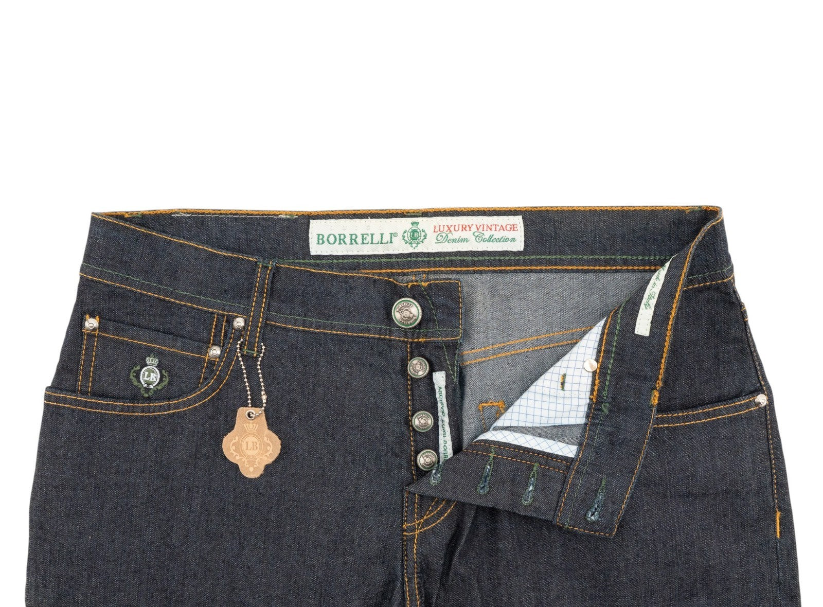 415$ LUIGI BORRELLI NAPOLI Raw Blue Denim Jeans Pant Cotton 34 US / 50 EU