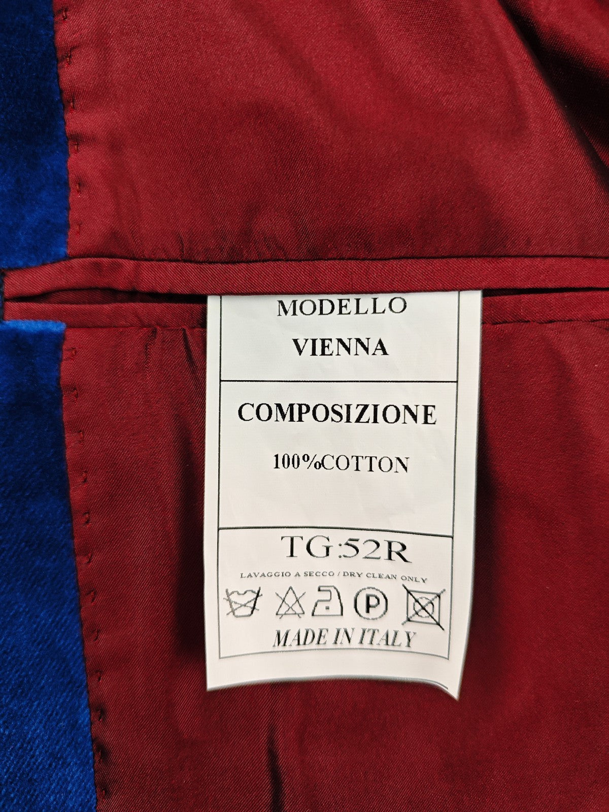 $1960 RUBINACCI NAPOLI "Vienna" Blue 5 Buttons Guru Jacket Velvet Cotton