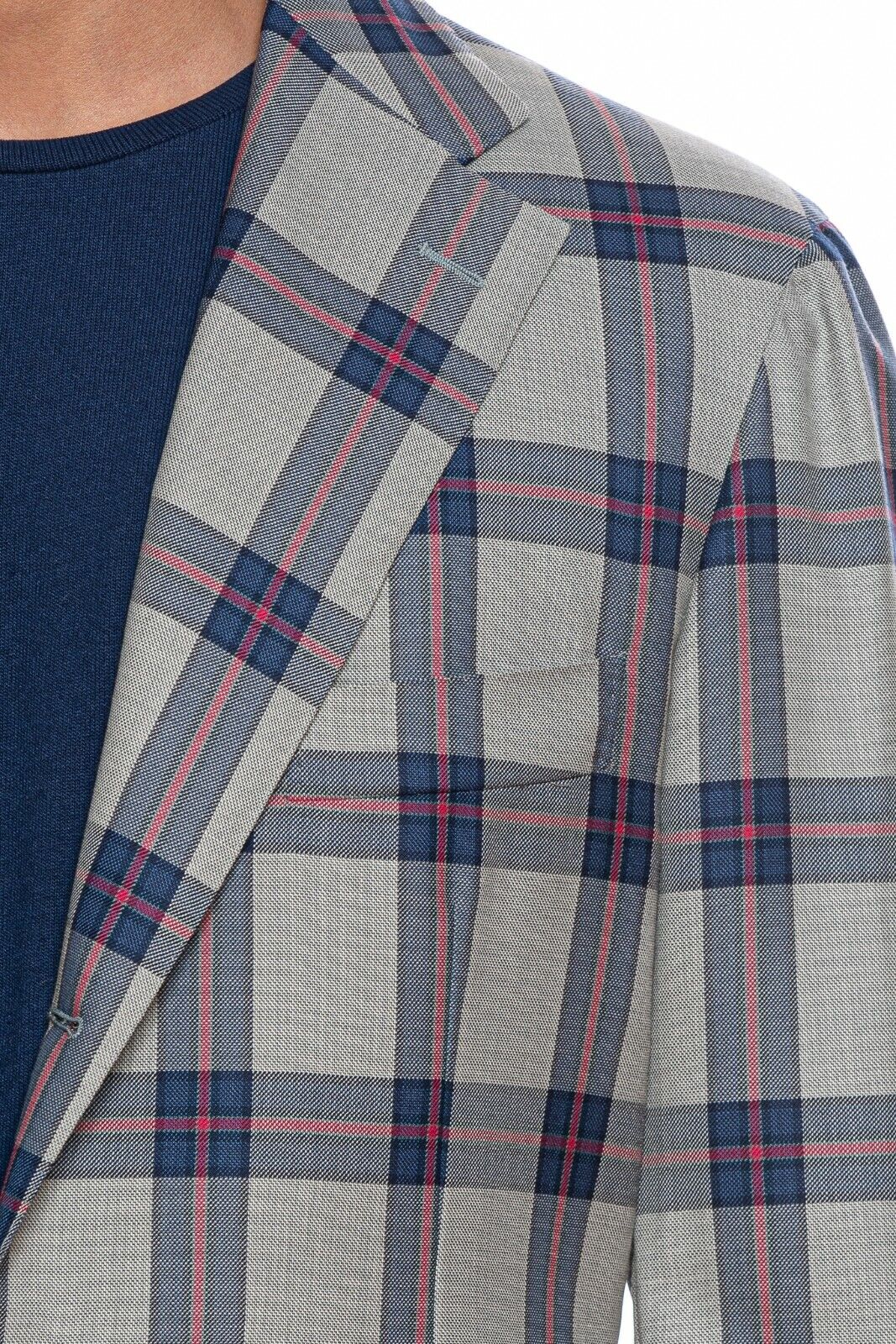 BELVEST Gray Blue Wool Windowpane Super 120's Jacket Blazer 44 US / 54 EU 7R