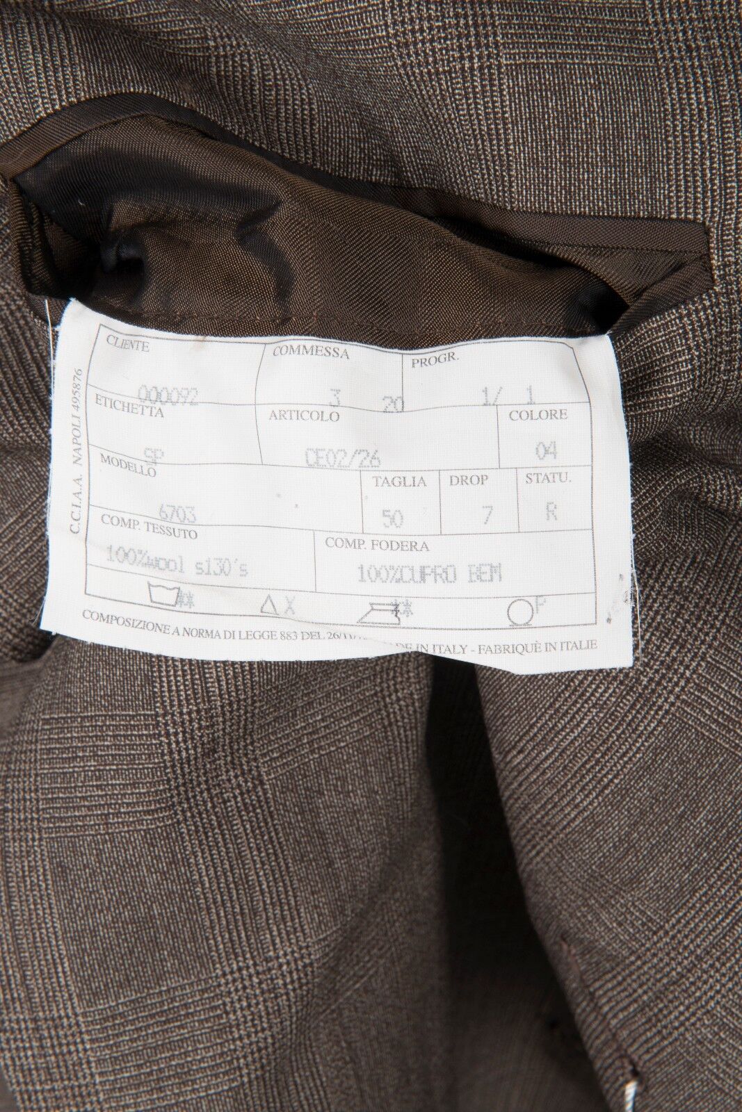 SARTORIA PARTENOPEA NAPOLI Dove Grey Check Wool 130's Jacket 40 US / 50 EU 7R