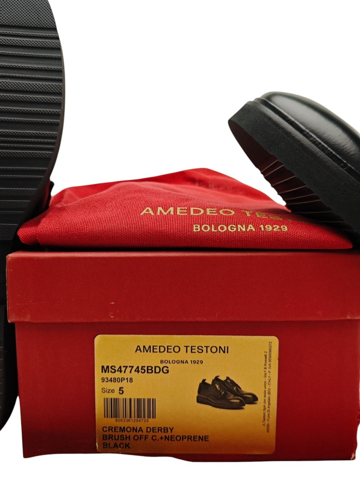 $1150 TESTONI BOLOGNA Derby Shoes Black Brush Off Calf & Neoprene