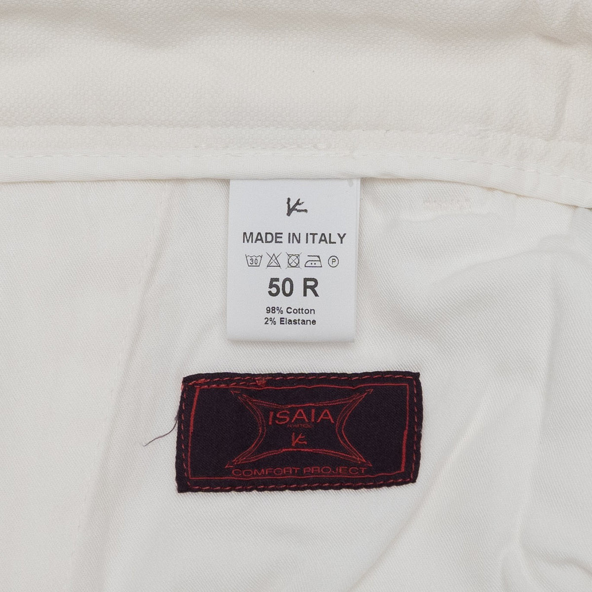 690$ ISAIA NAPOLI White Chino Pant Cotton Slim Fit 34 US / 50 EU