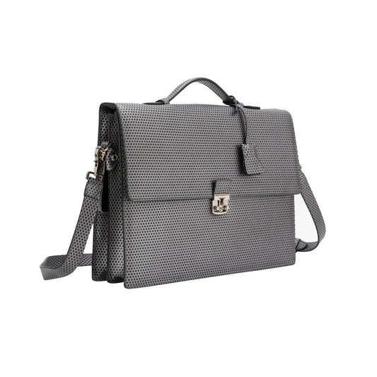 $1290 Testoni Bologna Metal Briefcase PC Case Honeycomb Luxury Calf