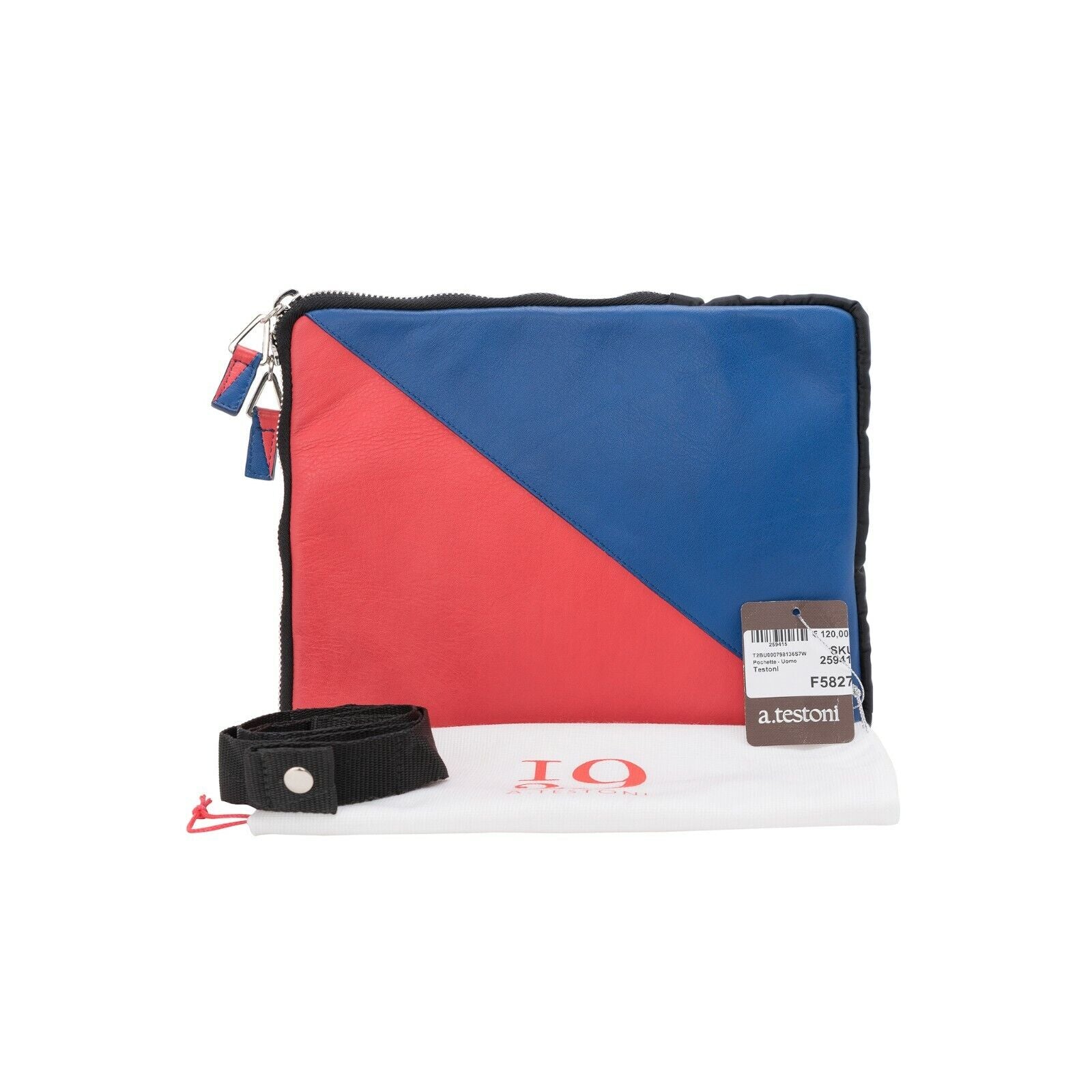 $149 Testoni Bologna Calf + Fabric Pochette + Detachable Shoulder Strap