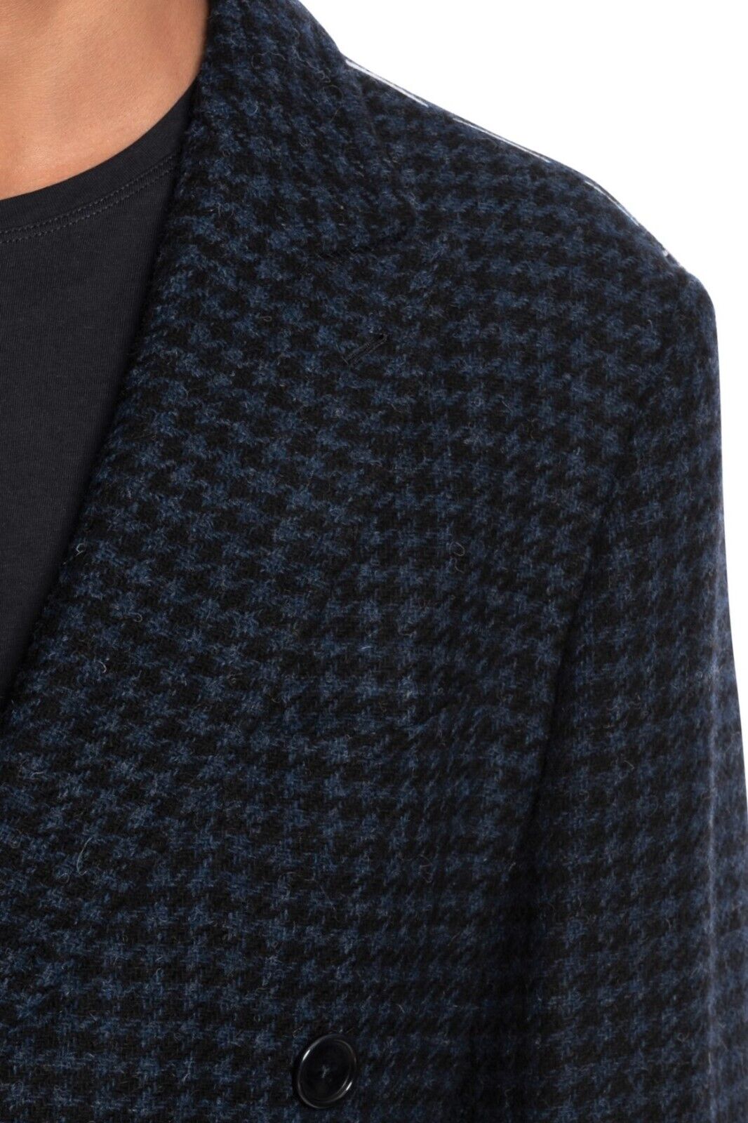 $2950 LUIGI BORRELLI NAPOLI Hand-Sewn Blue Coat Double Breasted Wool Cotton
