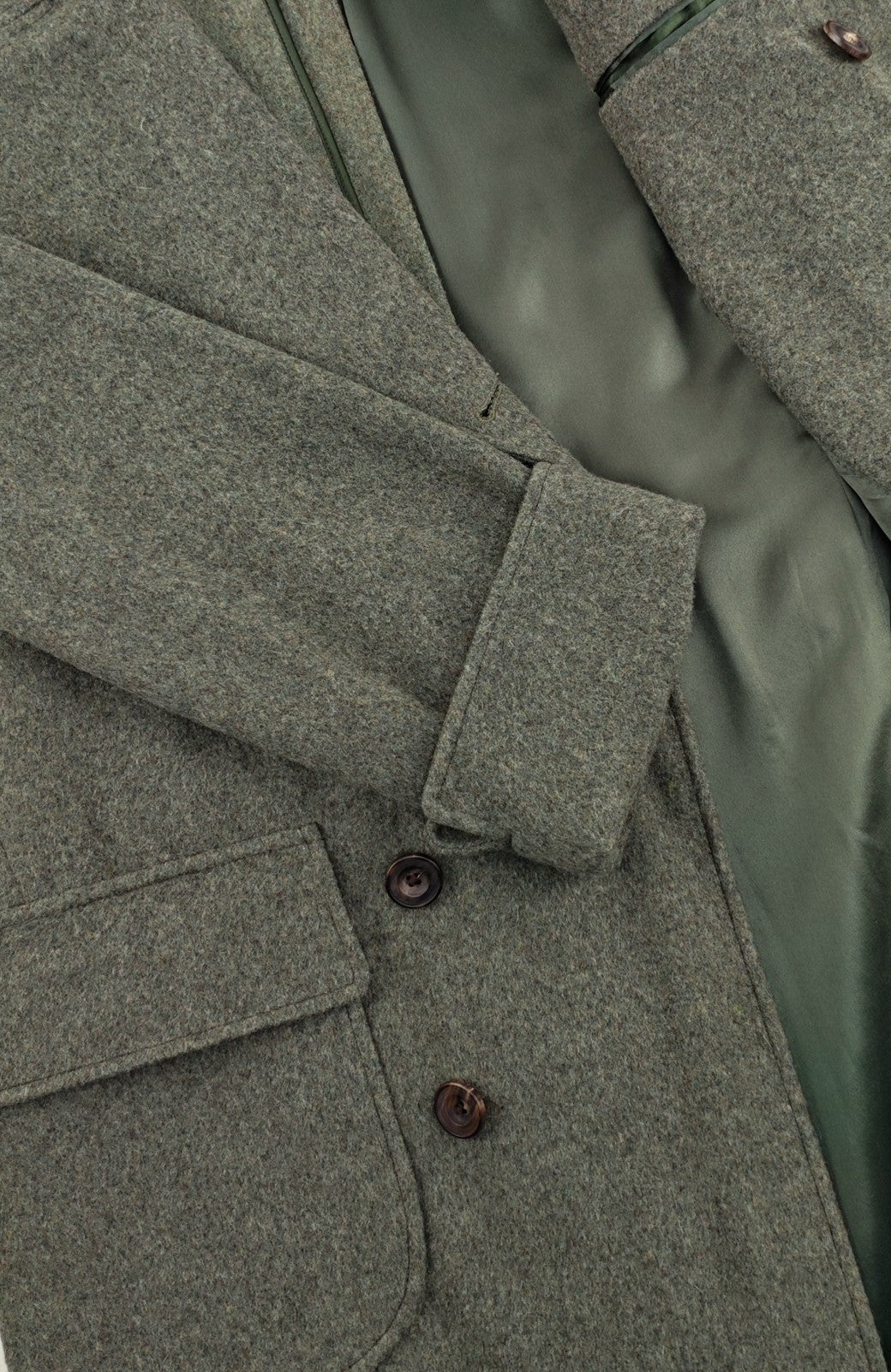 $3600 RUBINACCI "Ulster" Green Double Breasted Coat 100% Cashmere 38 US / 48 EU