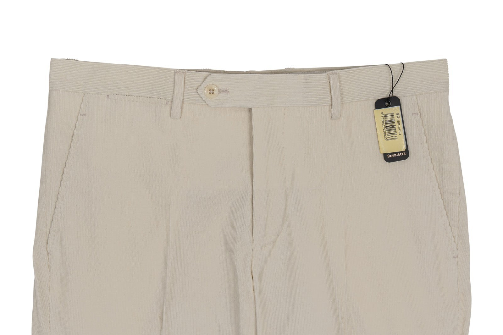 625$ RUBINACCI NAPOLI "Luca" Ivory Cotton Corduroy Trouser Pant Made in Napoli