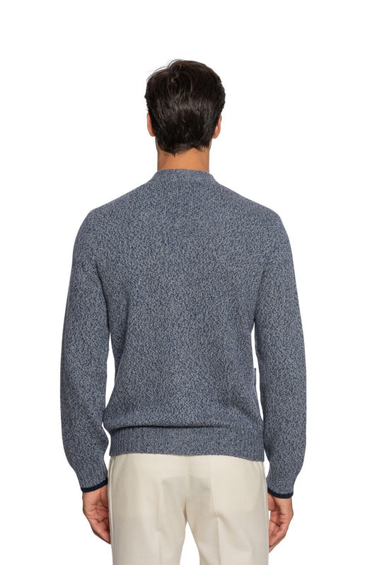 $1500 FEDELI CASHMERE Blue Sweater Cardigan Mouline 100% Cashmere 40 US / 50 EU