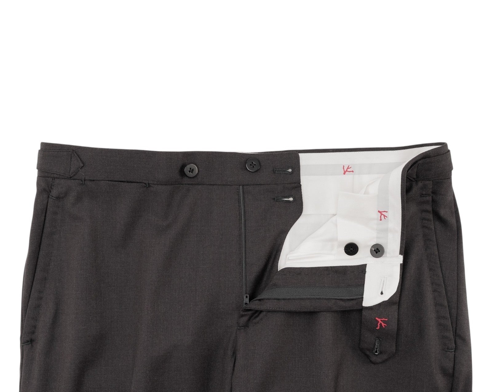 1550$ ISAIA Tapered Dress Pant Fine Wool Dark Gray 34 US / 50 EU R