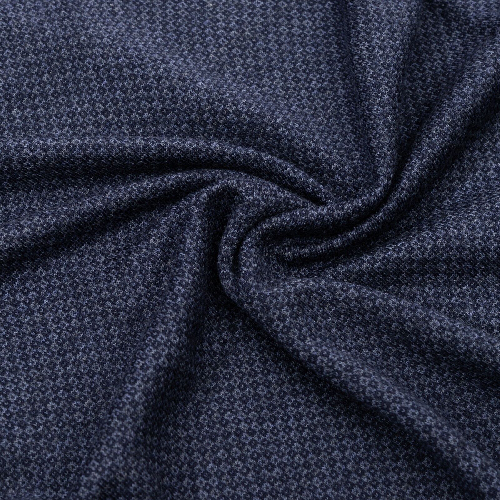 $1200 FEDELI CASHMERE Blue Sweater Half Zip Jacquard Fine Wool 140's 40 US 50 EU